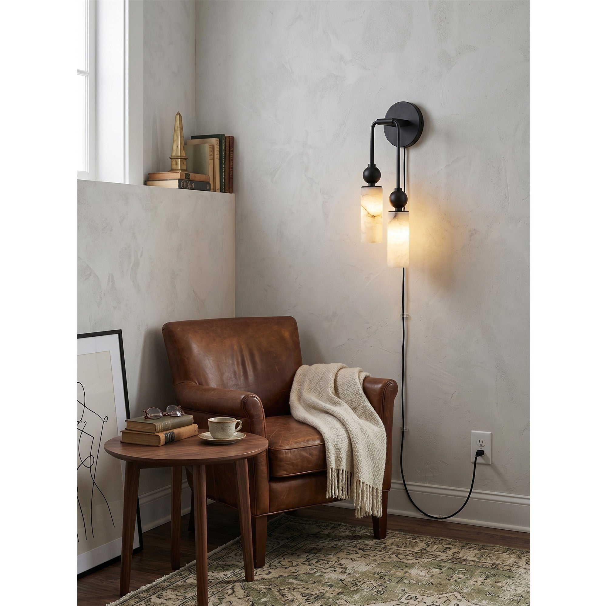 Eiraina Alabaster Plug-in Wall Sconce