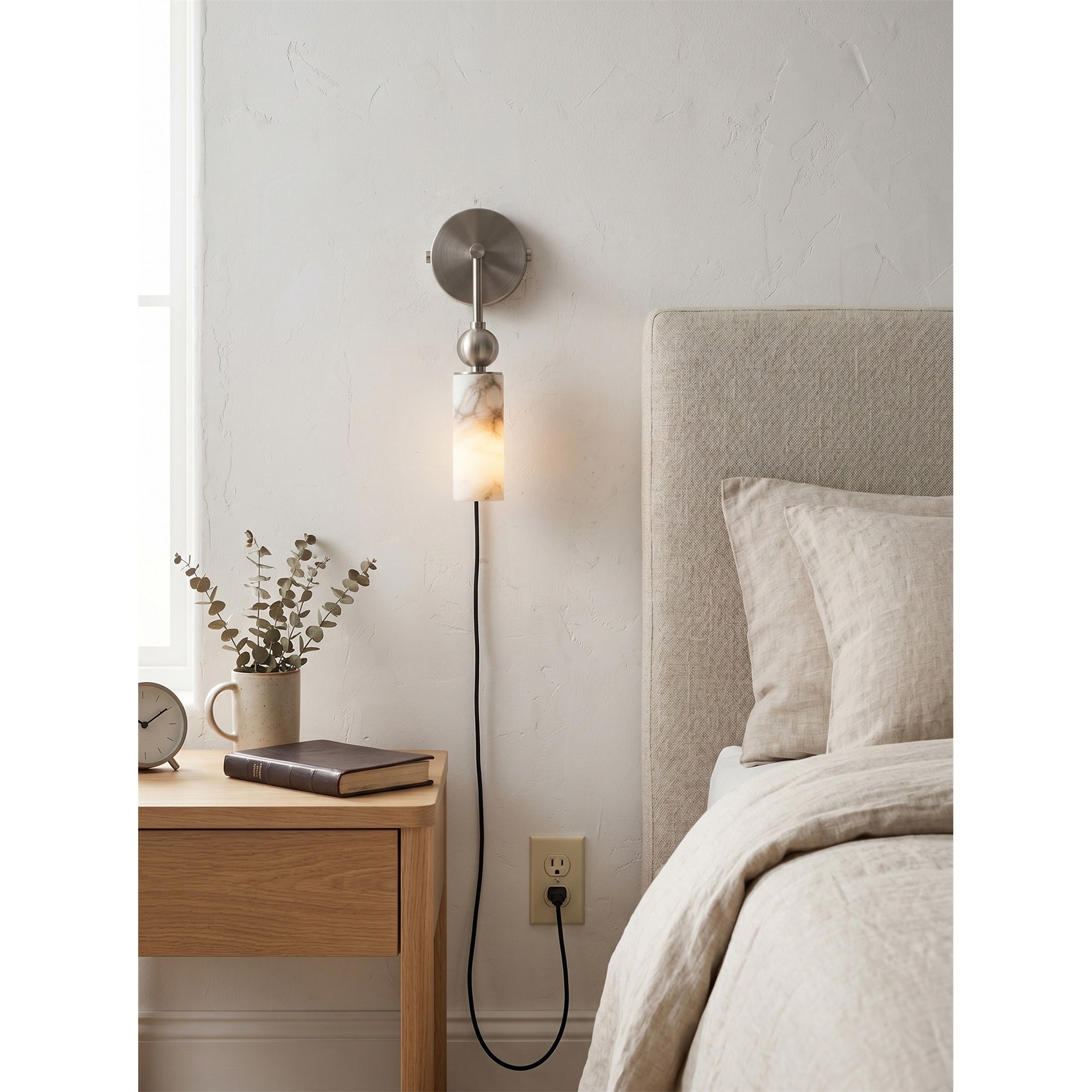 Eiraina Alabaster Plug-in Wall Sconce