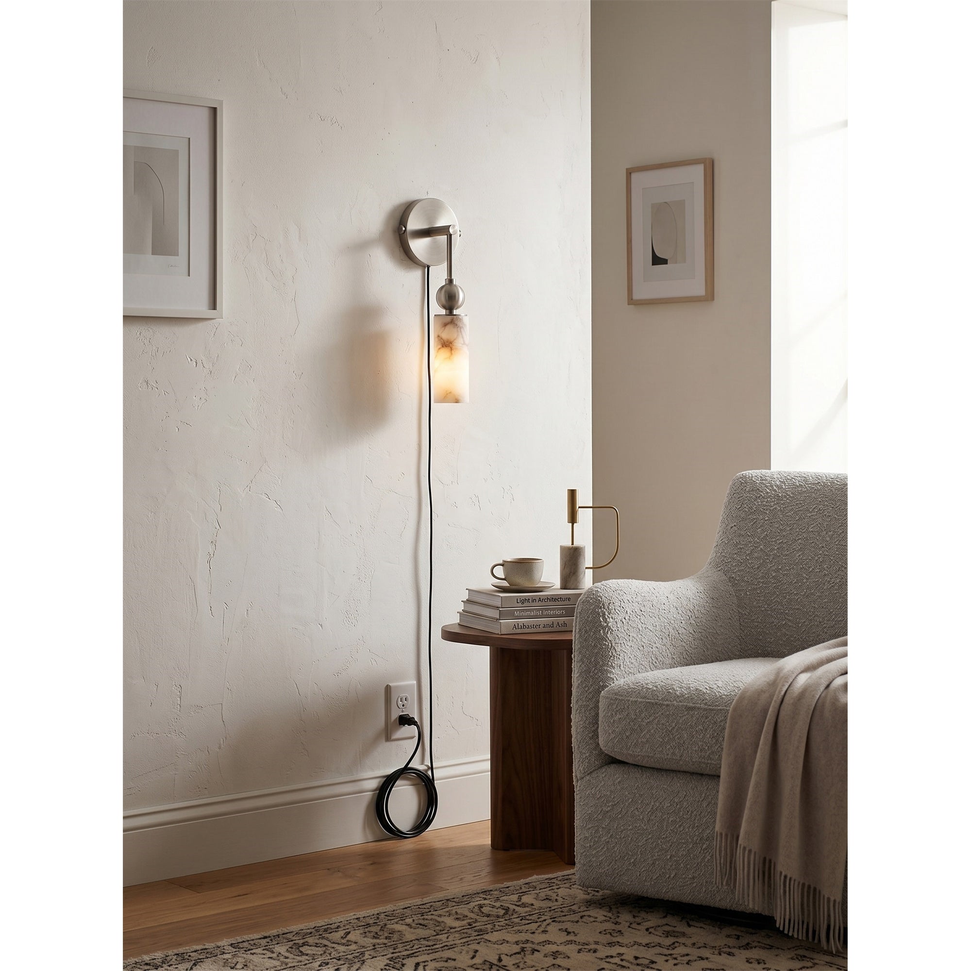 Eiraina Alabaster Plug-in Wall Sconce