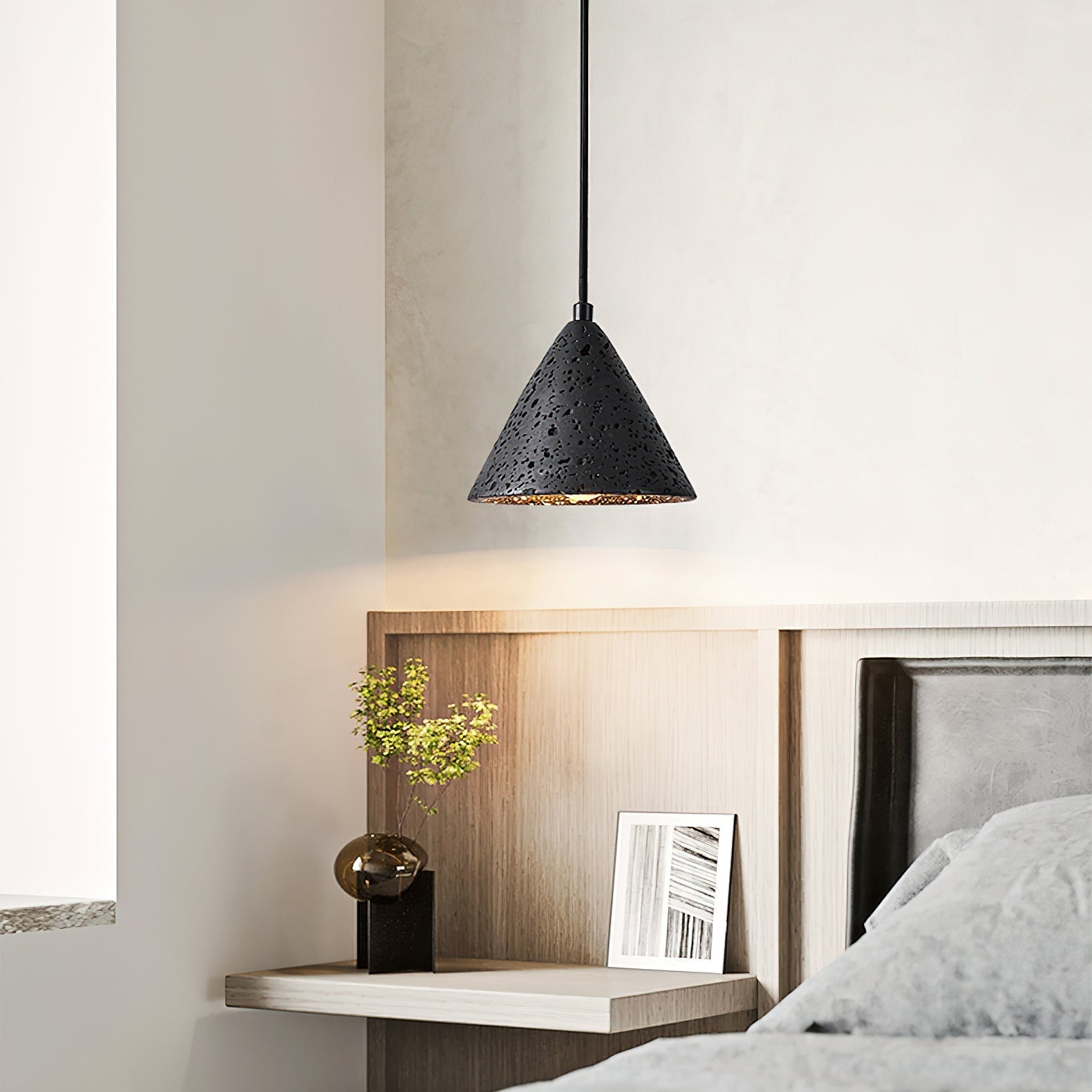Aklan Dome Shade Travertine Pendant Light