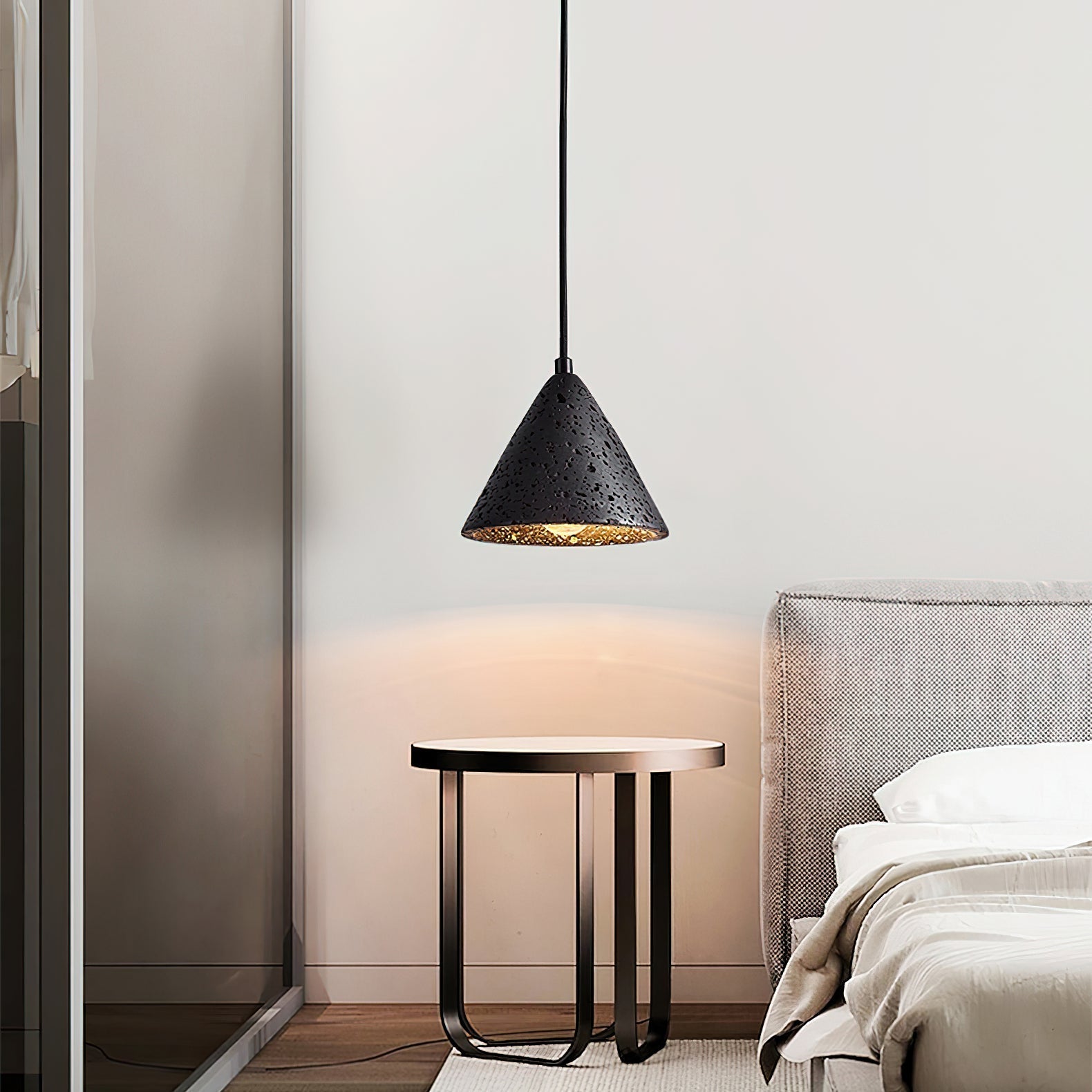Aklan Dome Shade Travertine Pendant Light