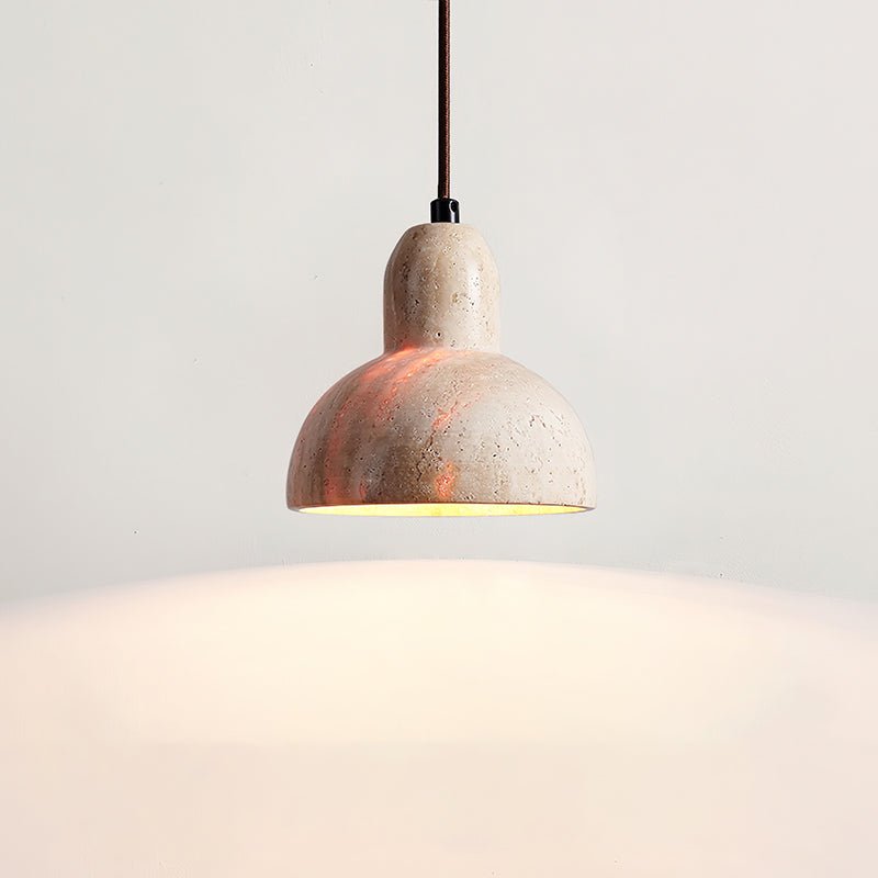 Aklan Dome Shade Travertine Pendant Light