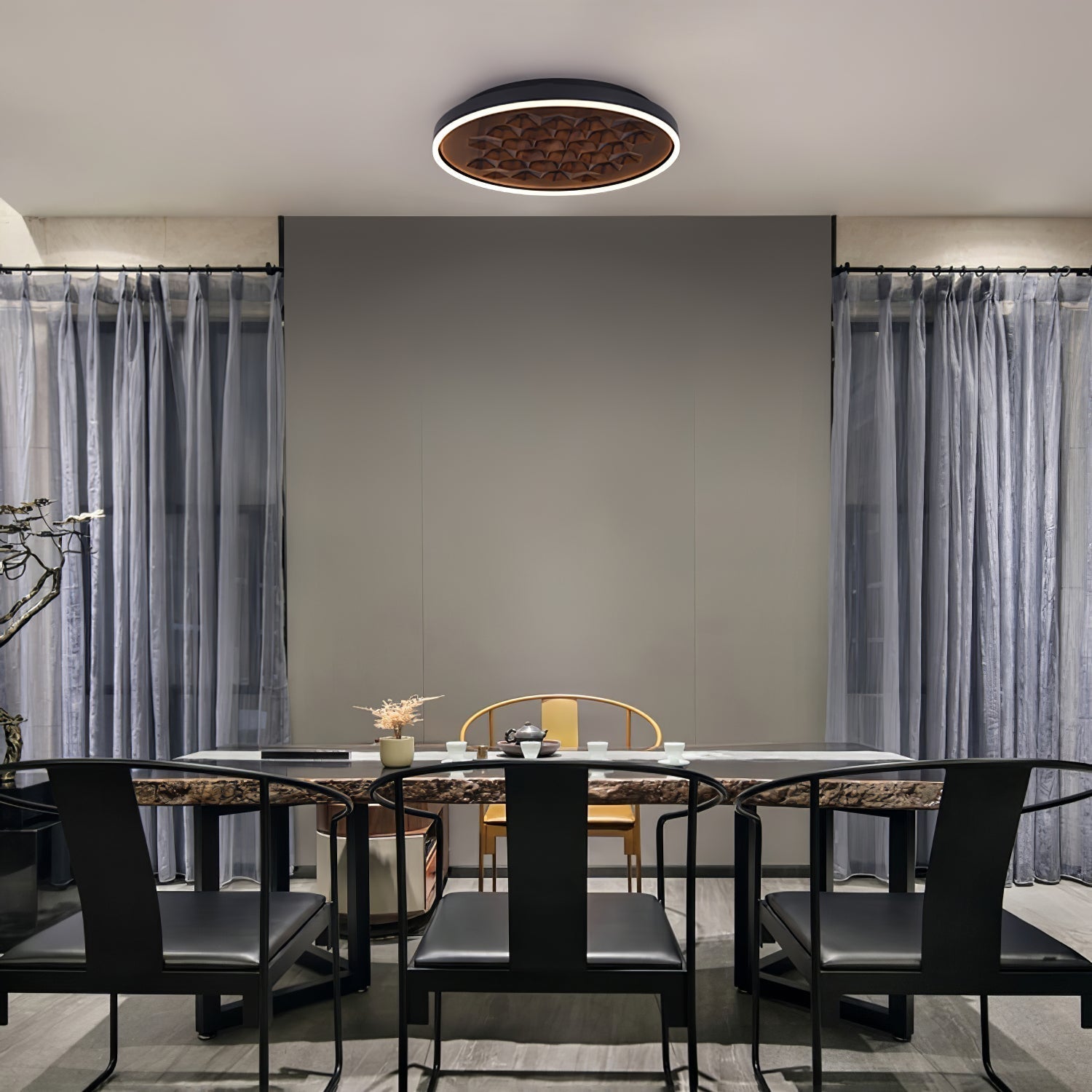 Cevynira Textured Bronze Flush Mount