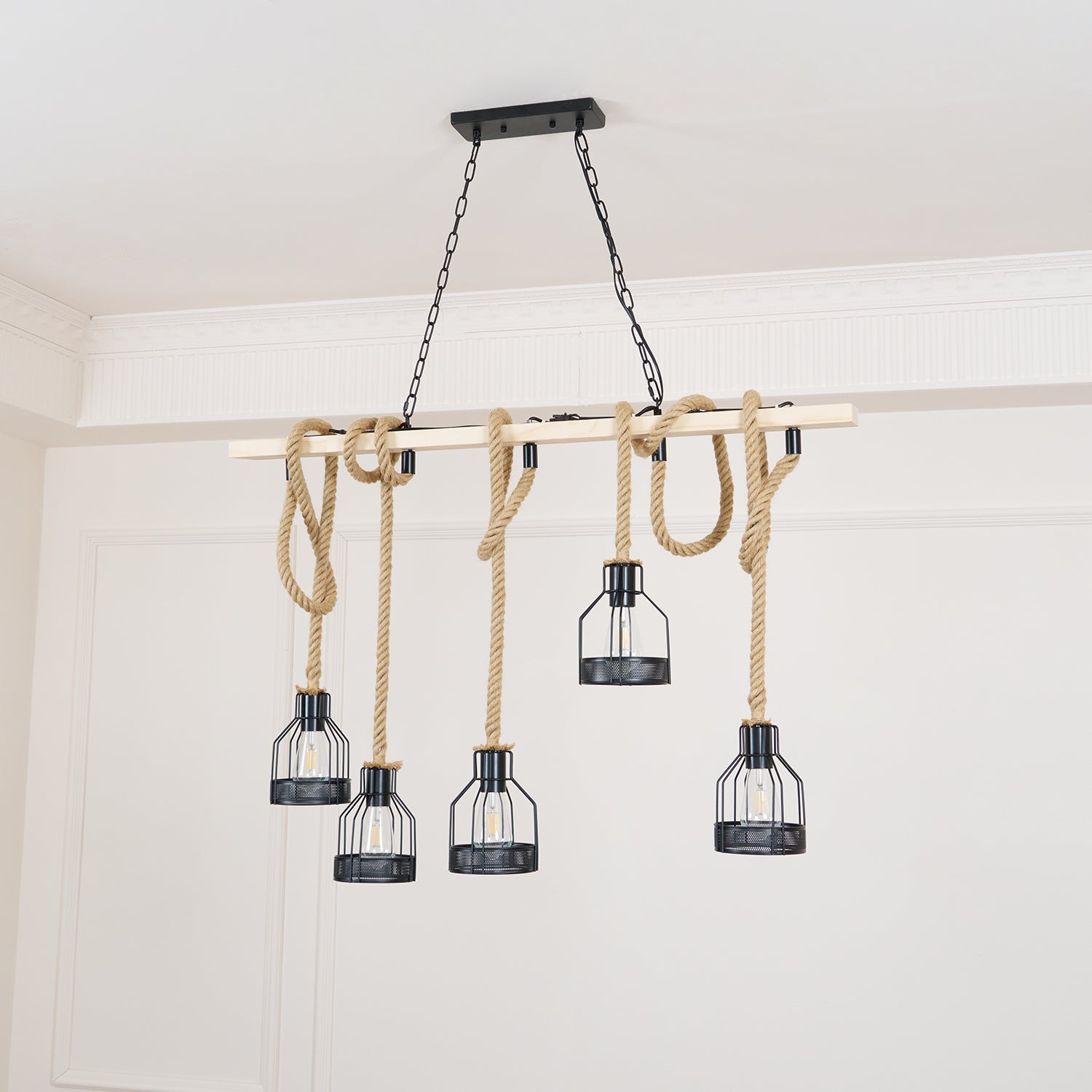 Arove Pendant Lamp Hemp Rope Industrial