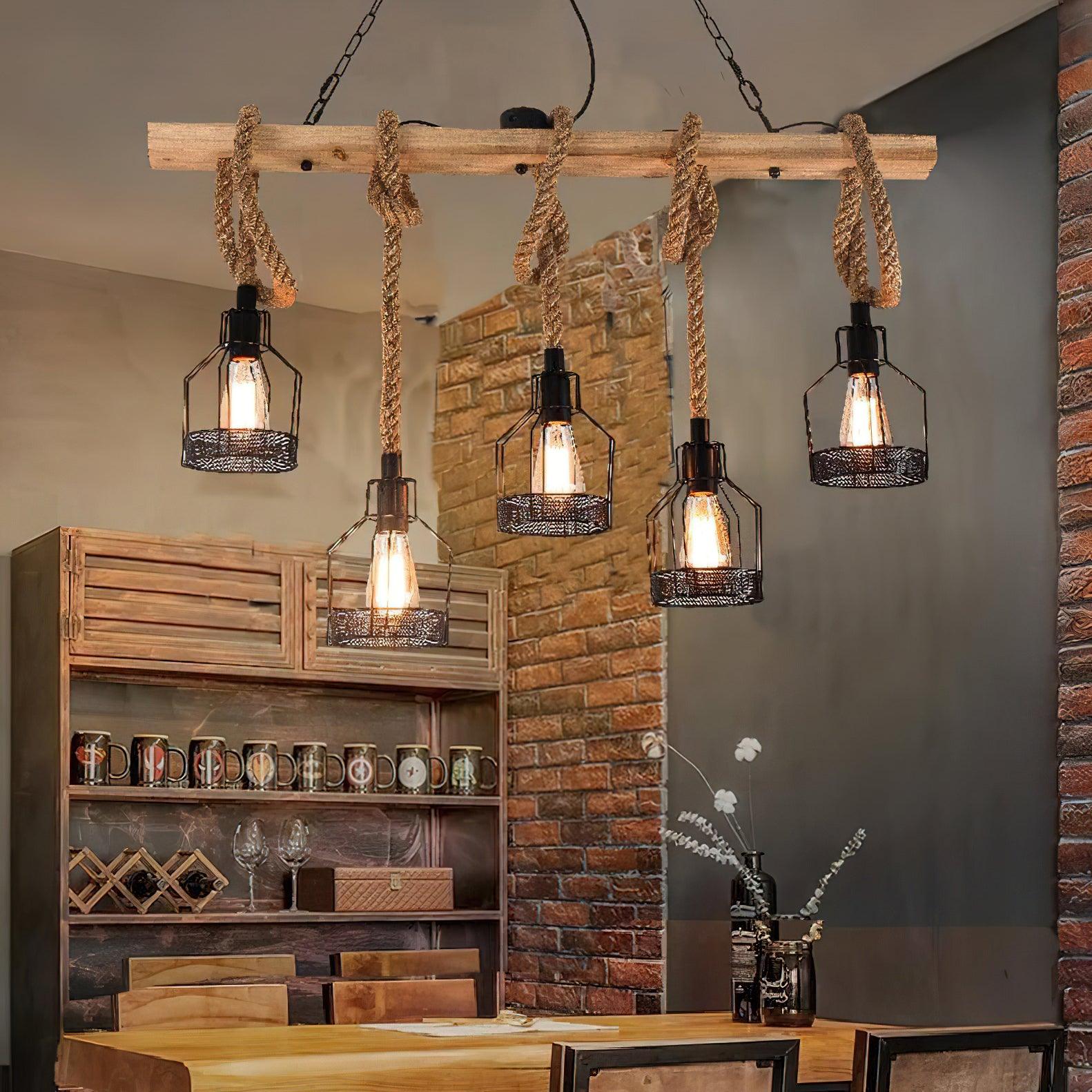 Arove Pendant Lamp Hemp Rope Industrial