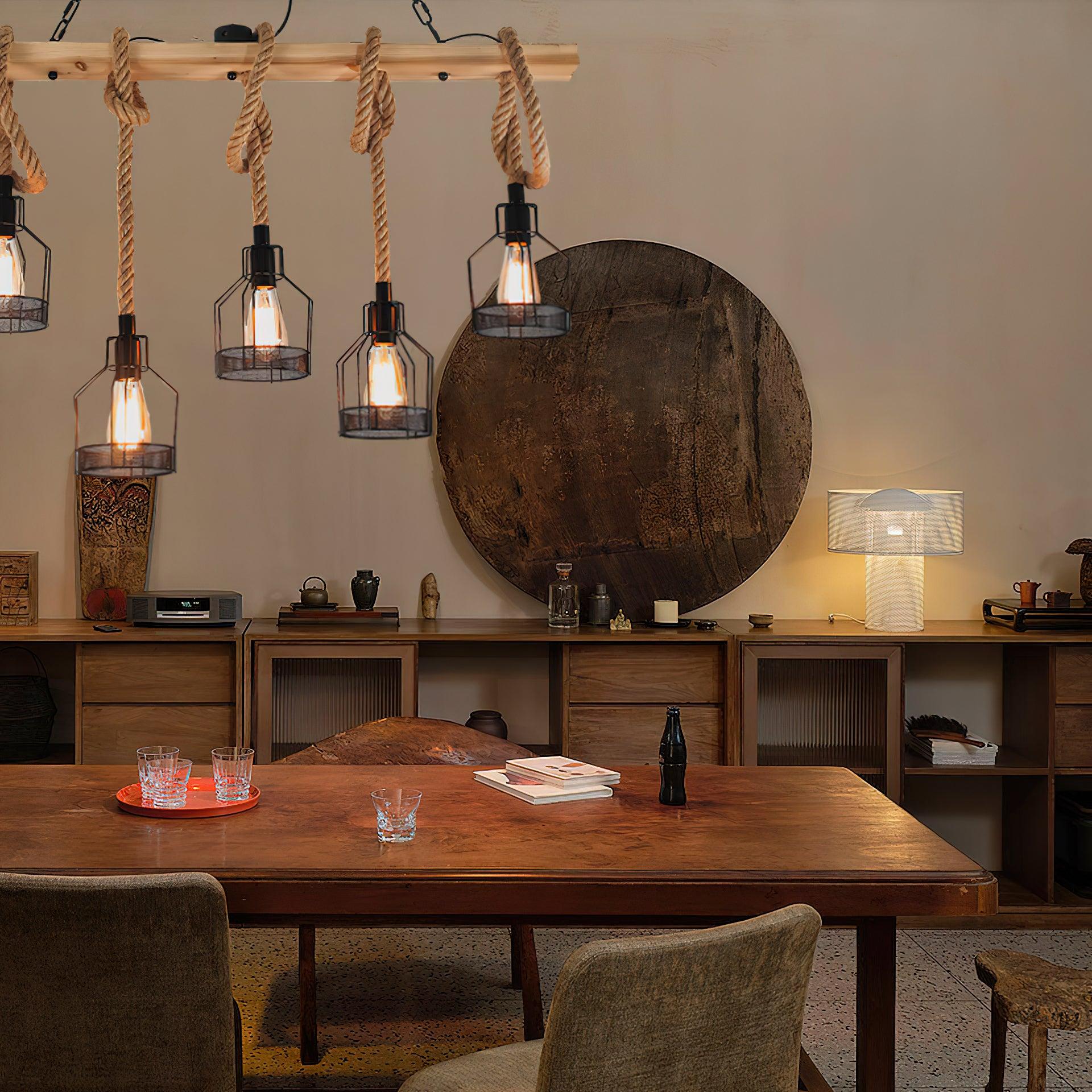 Arove Pendant Lamp Hemp Rope Industrial