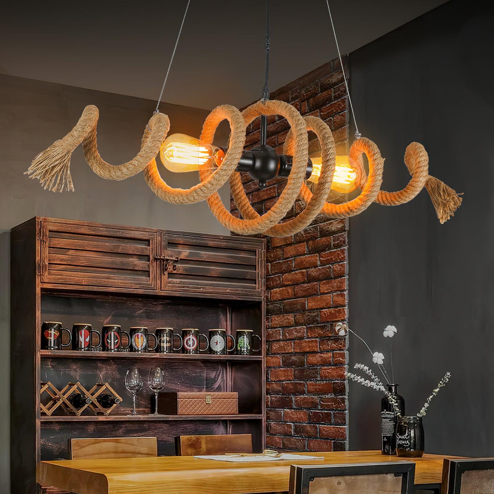 Cassian Hemp Rope Industrial Spiral Chandelier