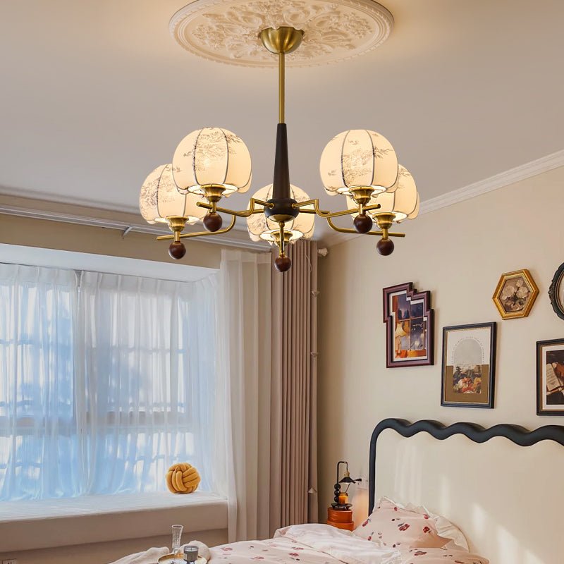 Acarira Premium Nordic Art Bloom Wood Fabric Chandelier