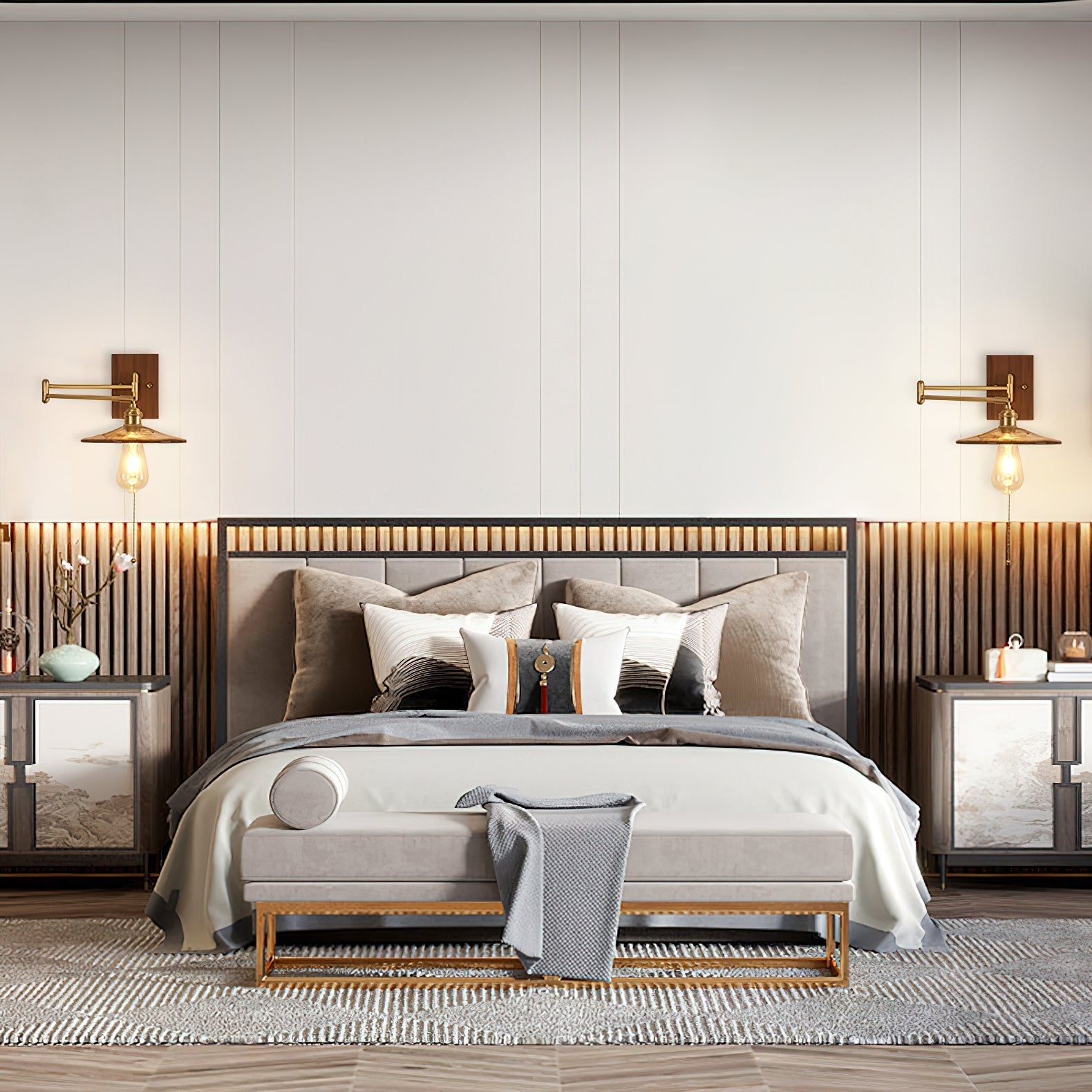 Umeris Elegance Vintage Walnut Wall Lamp