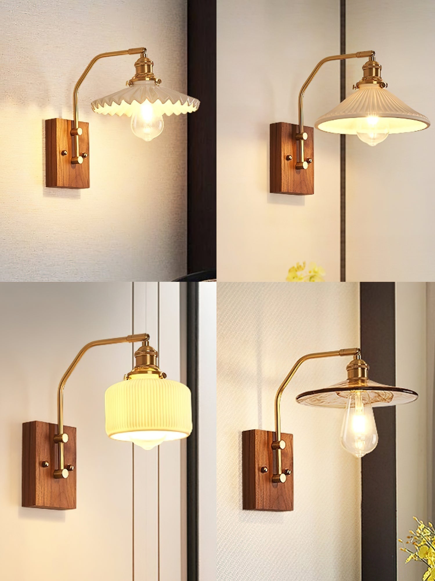 Umeris Elegance Vintage Walnut Wall Lamp
