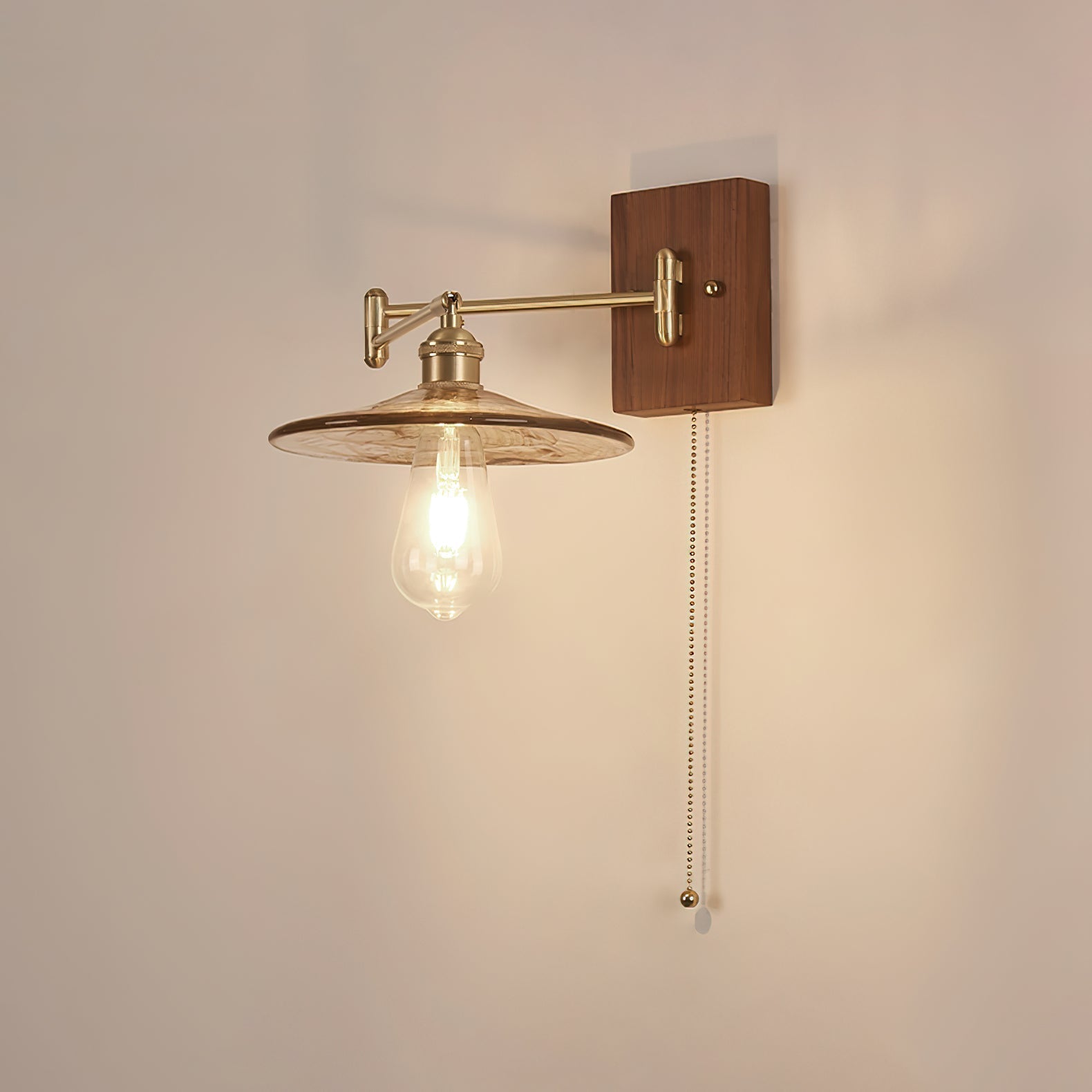 Umeris Elegance Vintage Walnut Wall Lamp