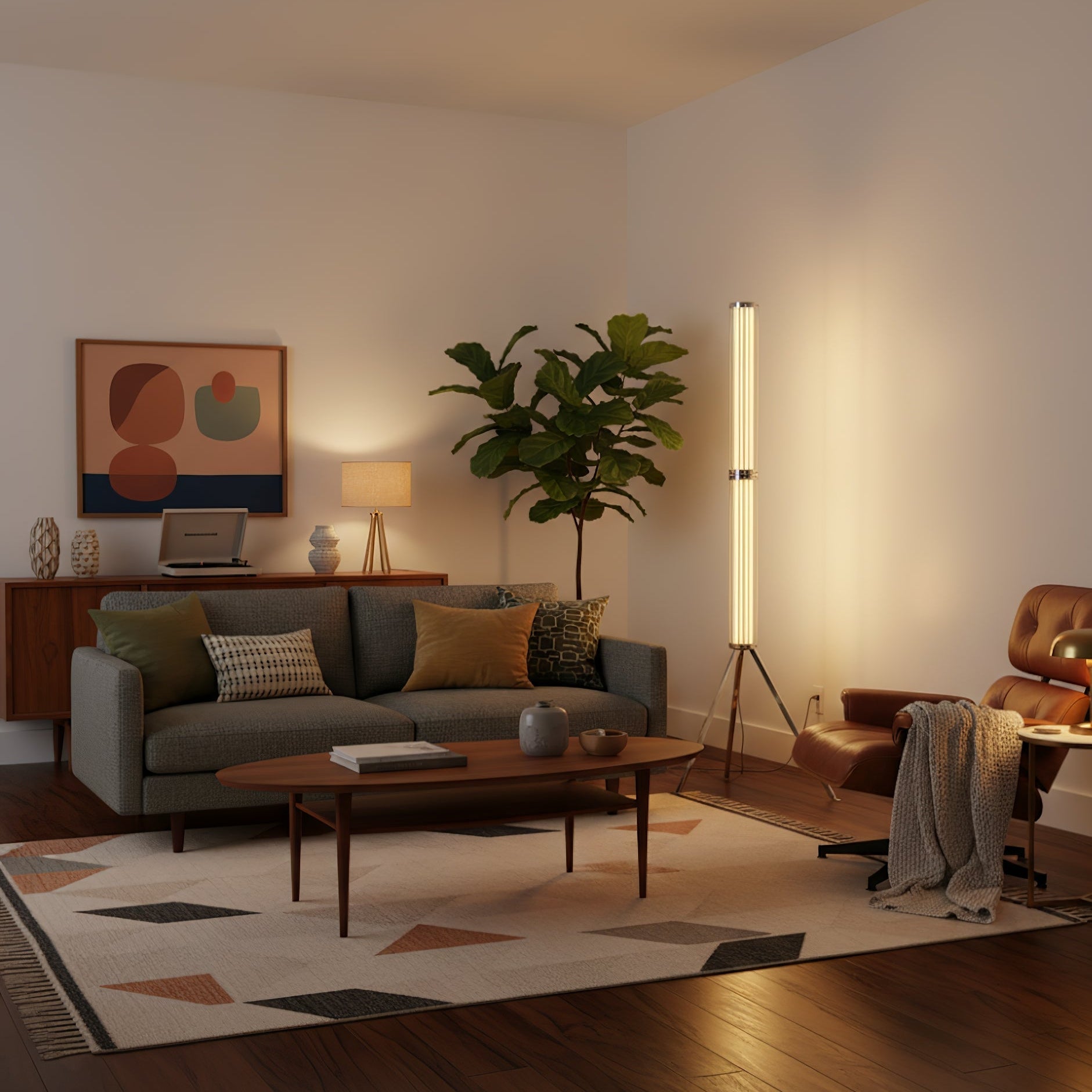 Thessan Hexagonal Glass Floor Lamp