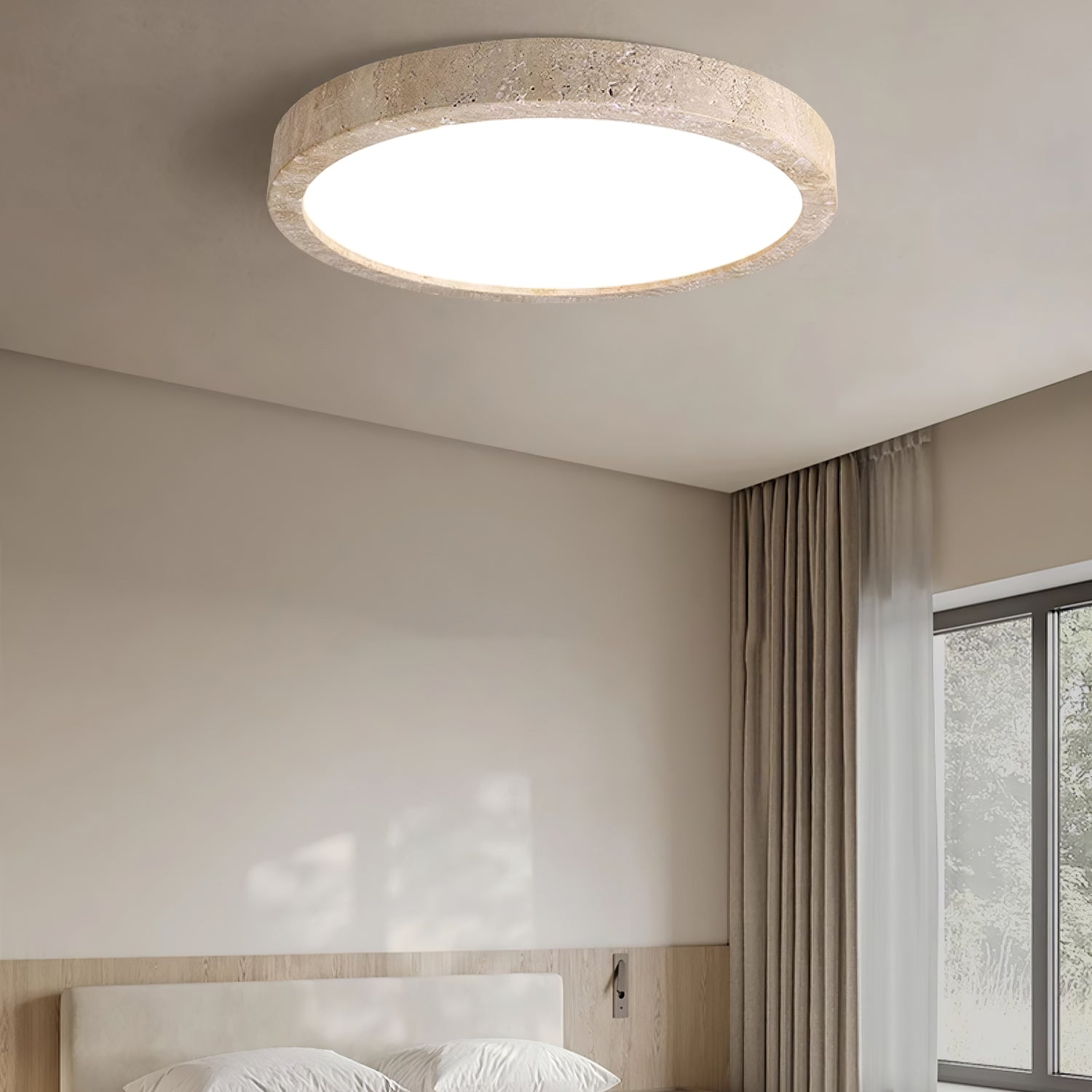 Cal Minimalist Travertine Ceiling Light