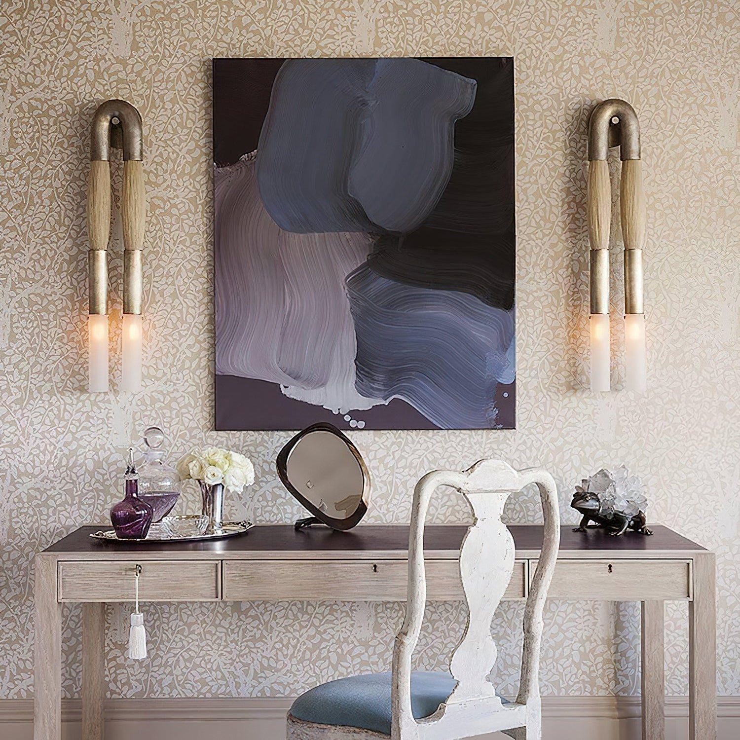 Lustra Wall Lamp Horsehair Glass Brass - Neutral Decor