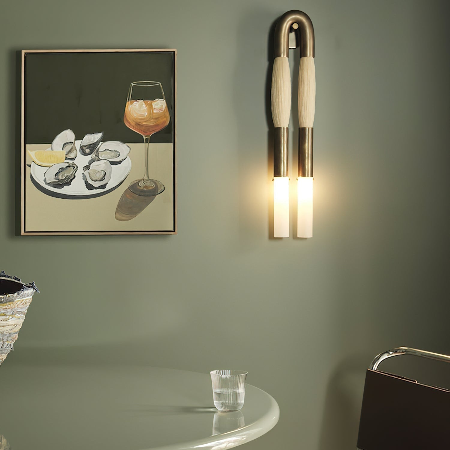 Lustra Wall Lamp Horsehair Glass Brass - Neutral Decor
