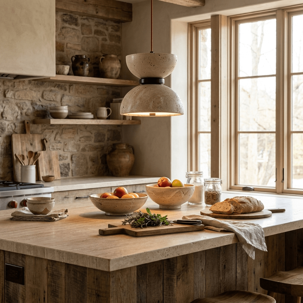Tavareria Hourglass Travertine Pendant Lamp