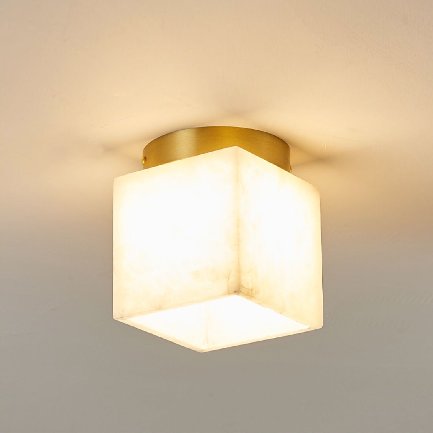 Usilia Modern Minimalist Brass Alabaster Ceiling Light - Neutral Decor