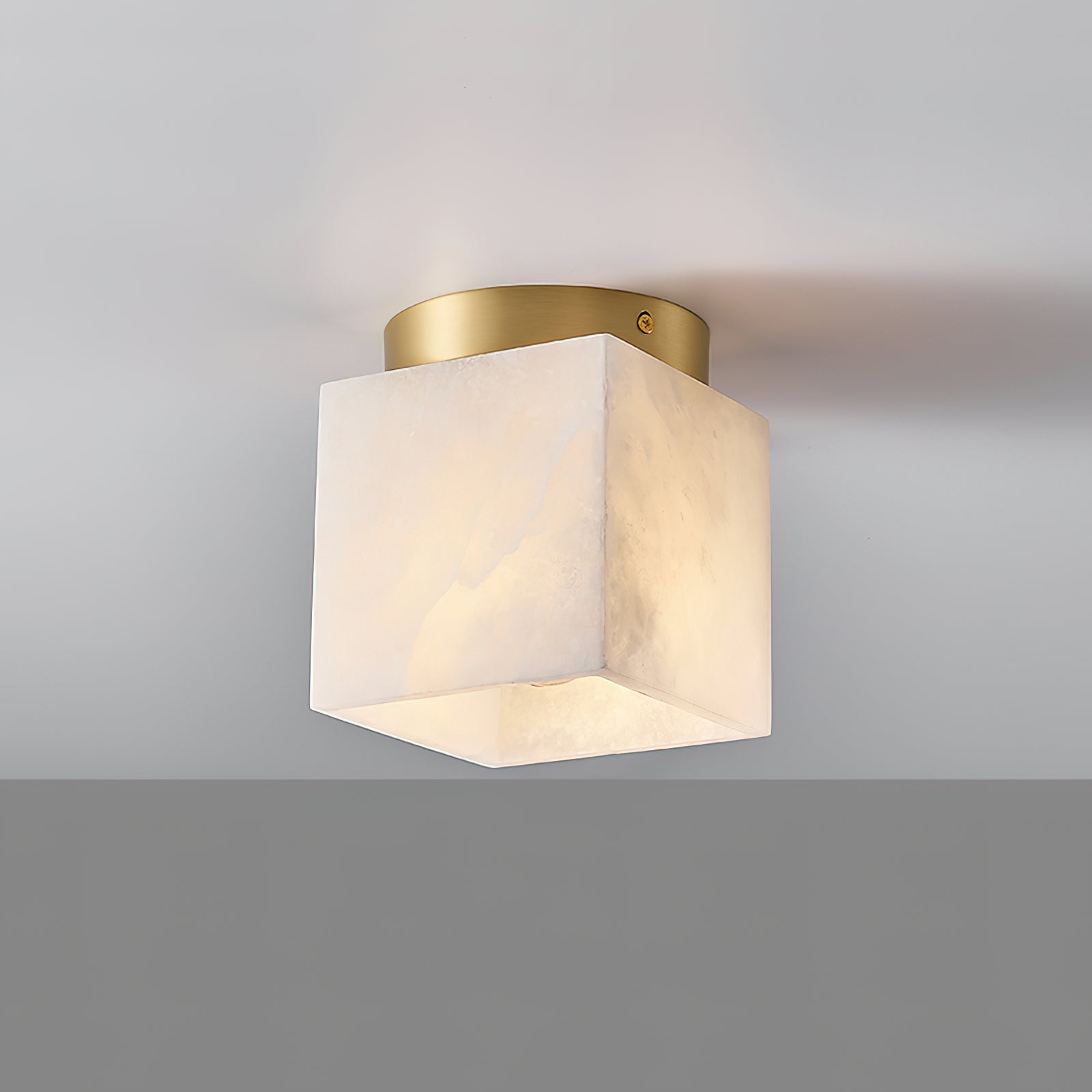 Usilia Modern Minimalist Brass Alabaster Ceiling Light - Neutral Decor