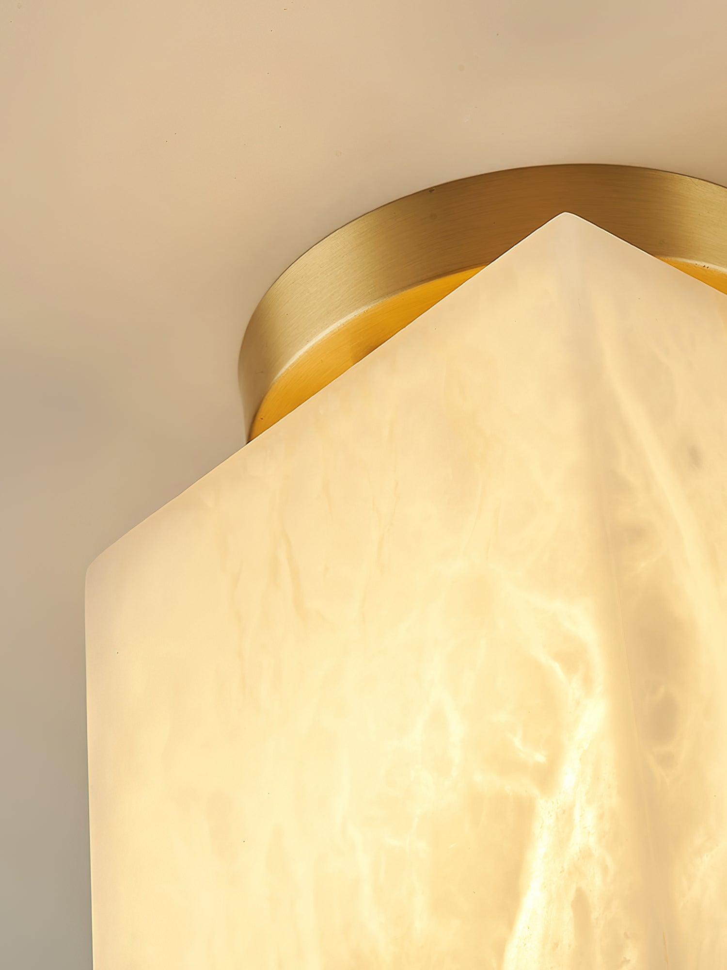 Usilia Modern Minimalist Brass Alabaster Ceiling Light - Neutral Decor