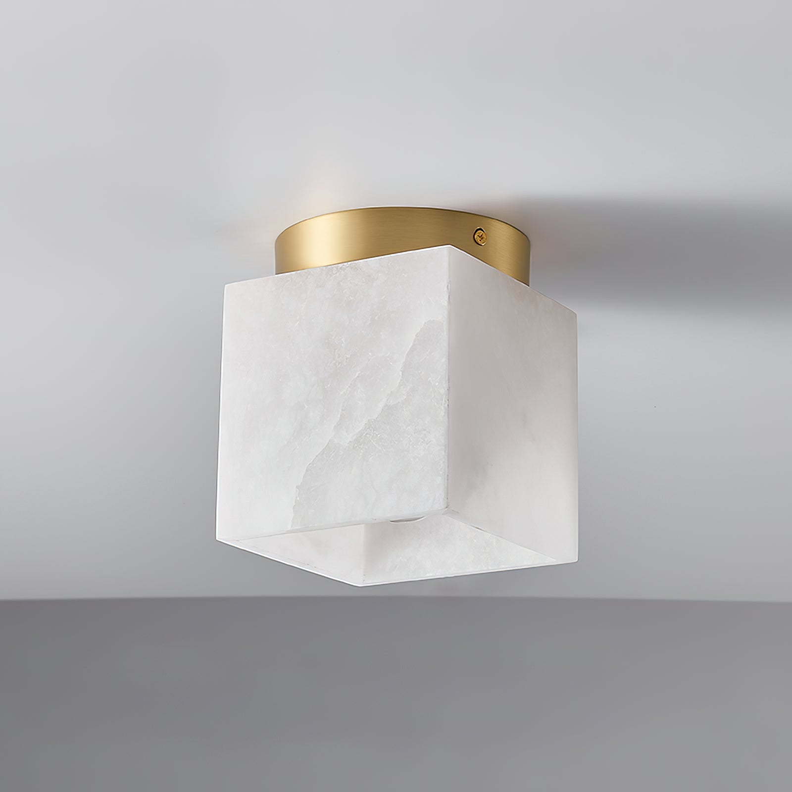 Usilia Modern Minimalist Brass Alabaster Ceiling Light - Neutral Decor