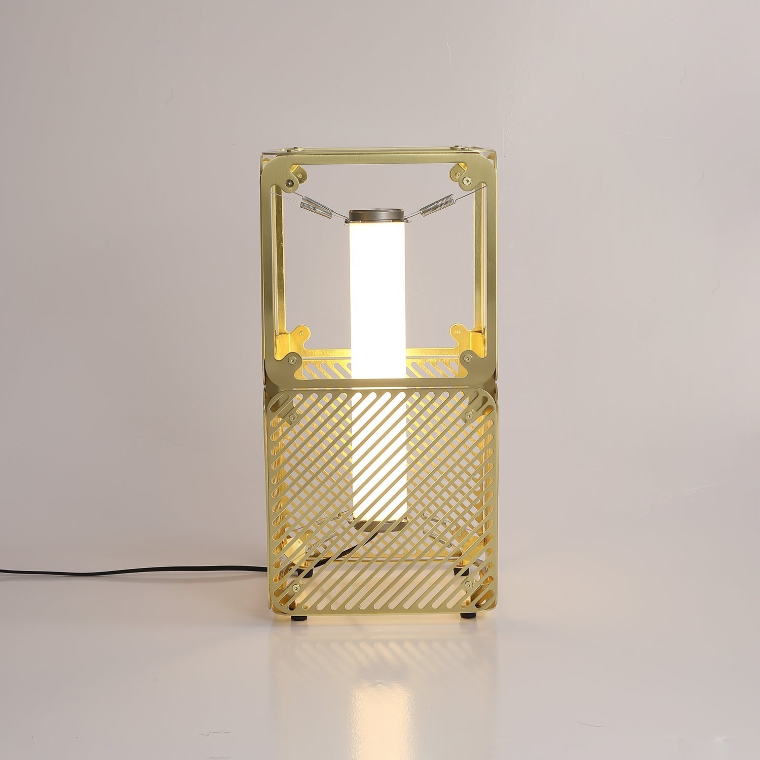 GridGlow Industrial Brass Table Lamp
