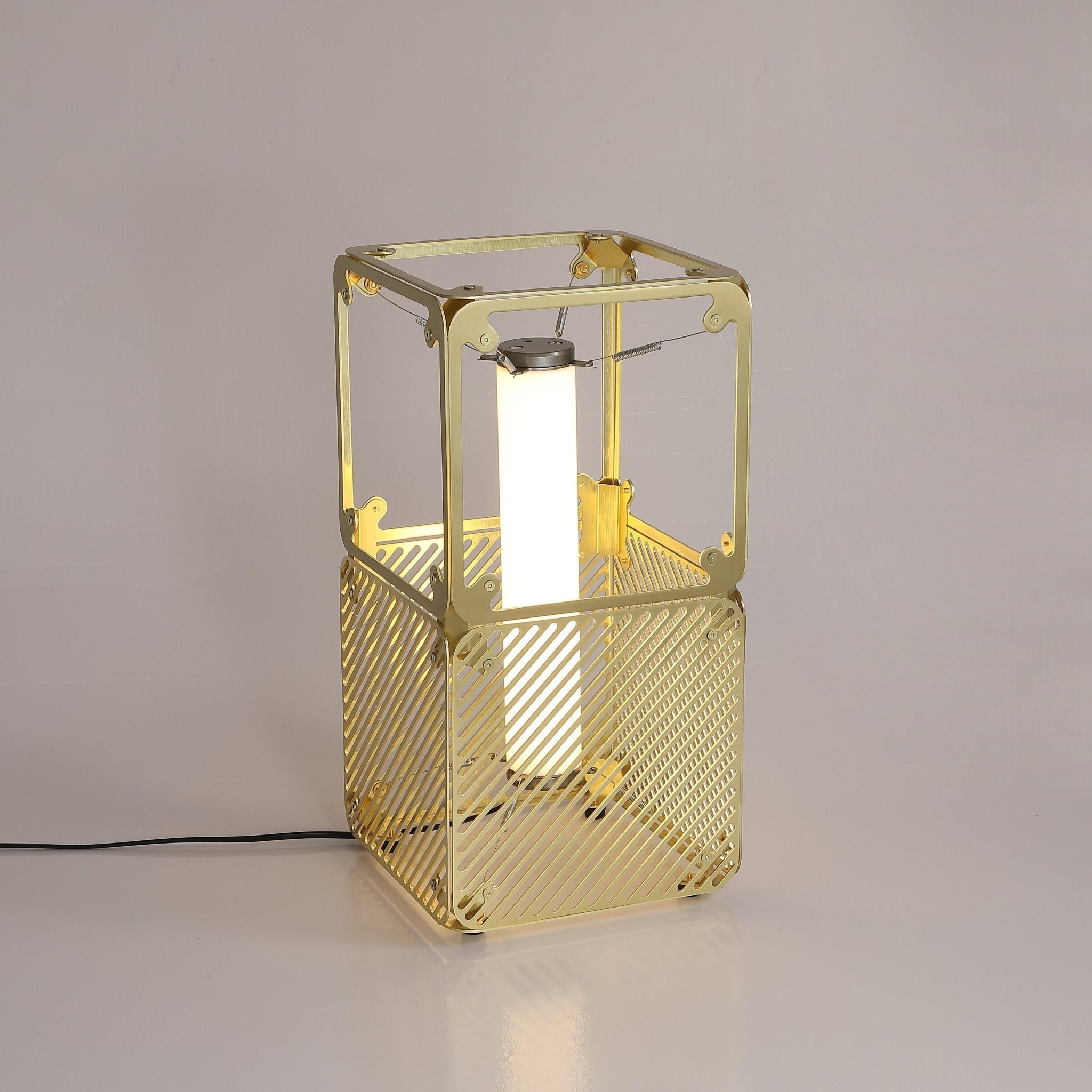 GridGlow Industrial Brass Table Lamp
