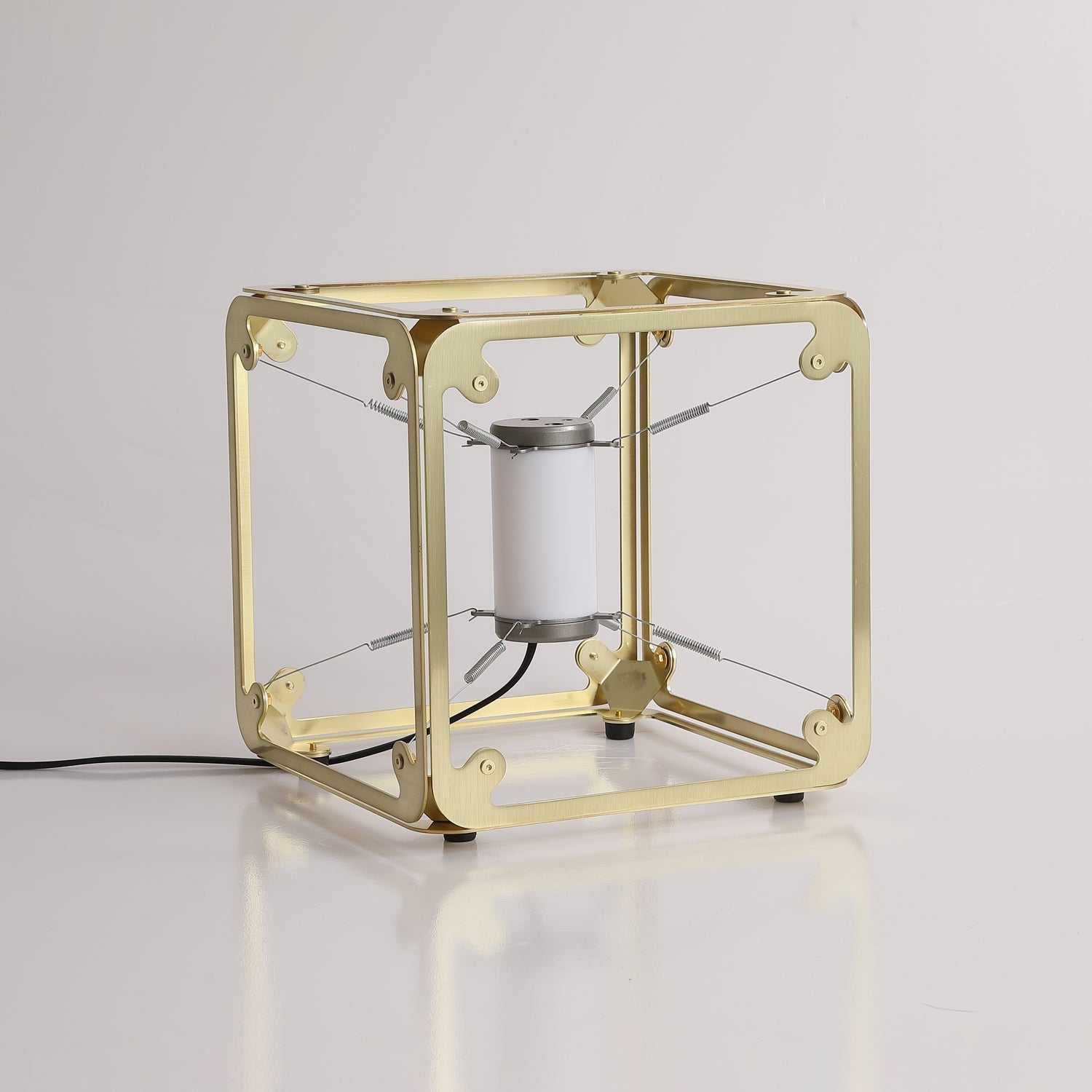 GridGlow Industrial Brass Table Lamp