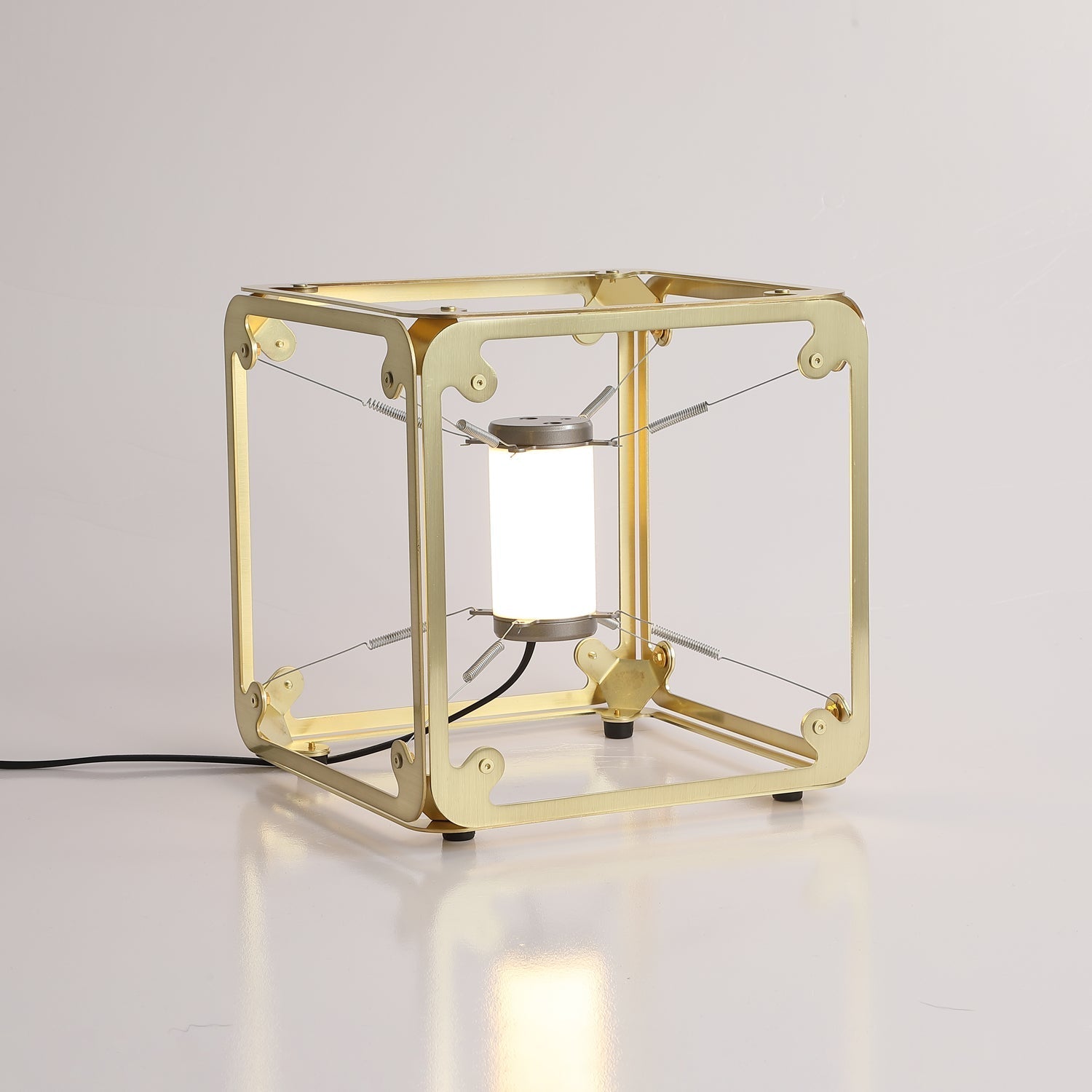 GridGlow Industrial Brass Table Lamp