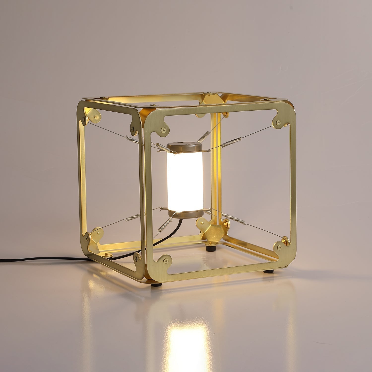 GridGlow Industrial Brass Table Lamp
