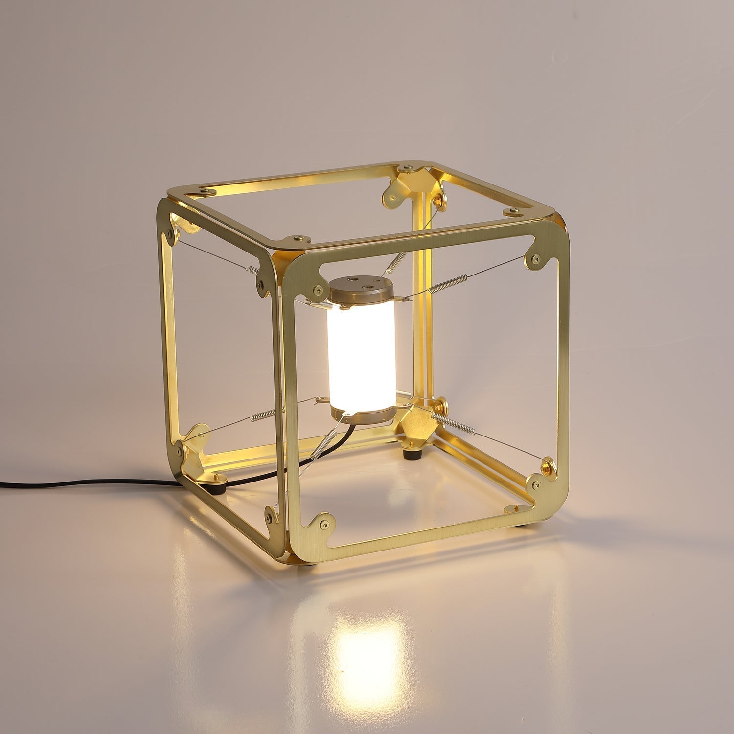 GridGlow Industrial Brass Table Lamp