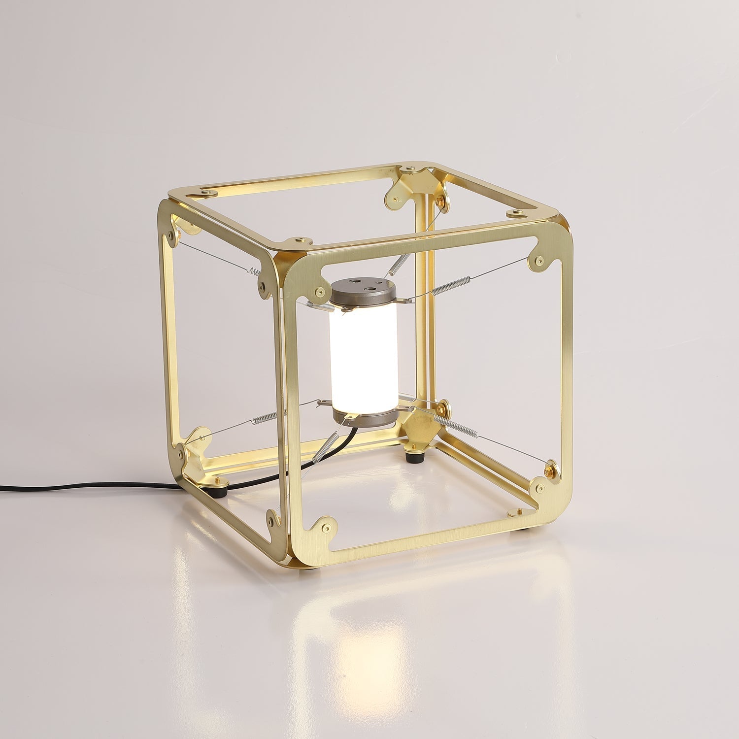 GridGlow Industrial Brass Table Lamp