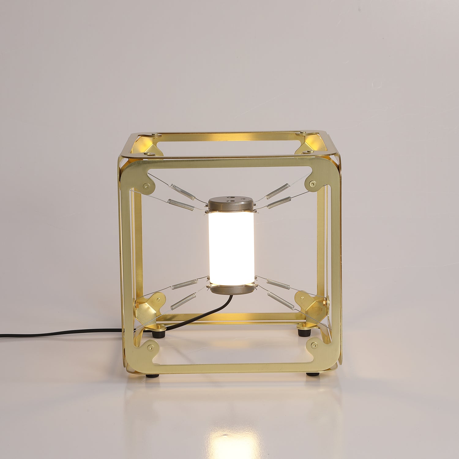 GridGlow Industrial Brass Table Lamp