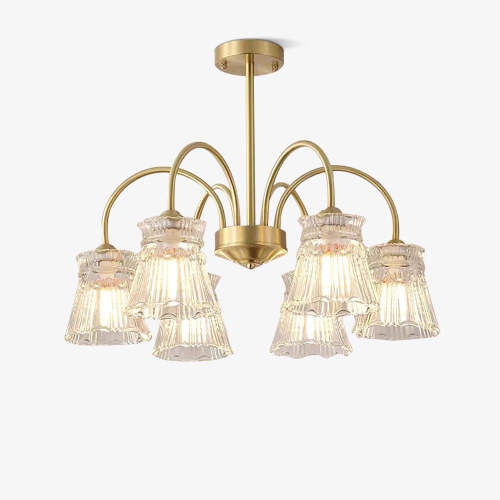 Rostor Chandelier Crystal Glass Gold Midcentury