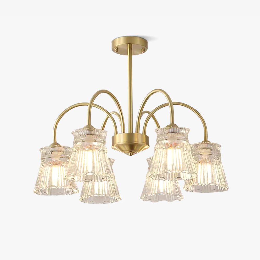 Rostor Chandelier Crystal Glass Gold Midcentury