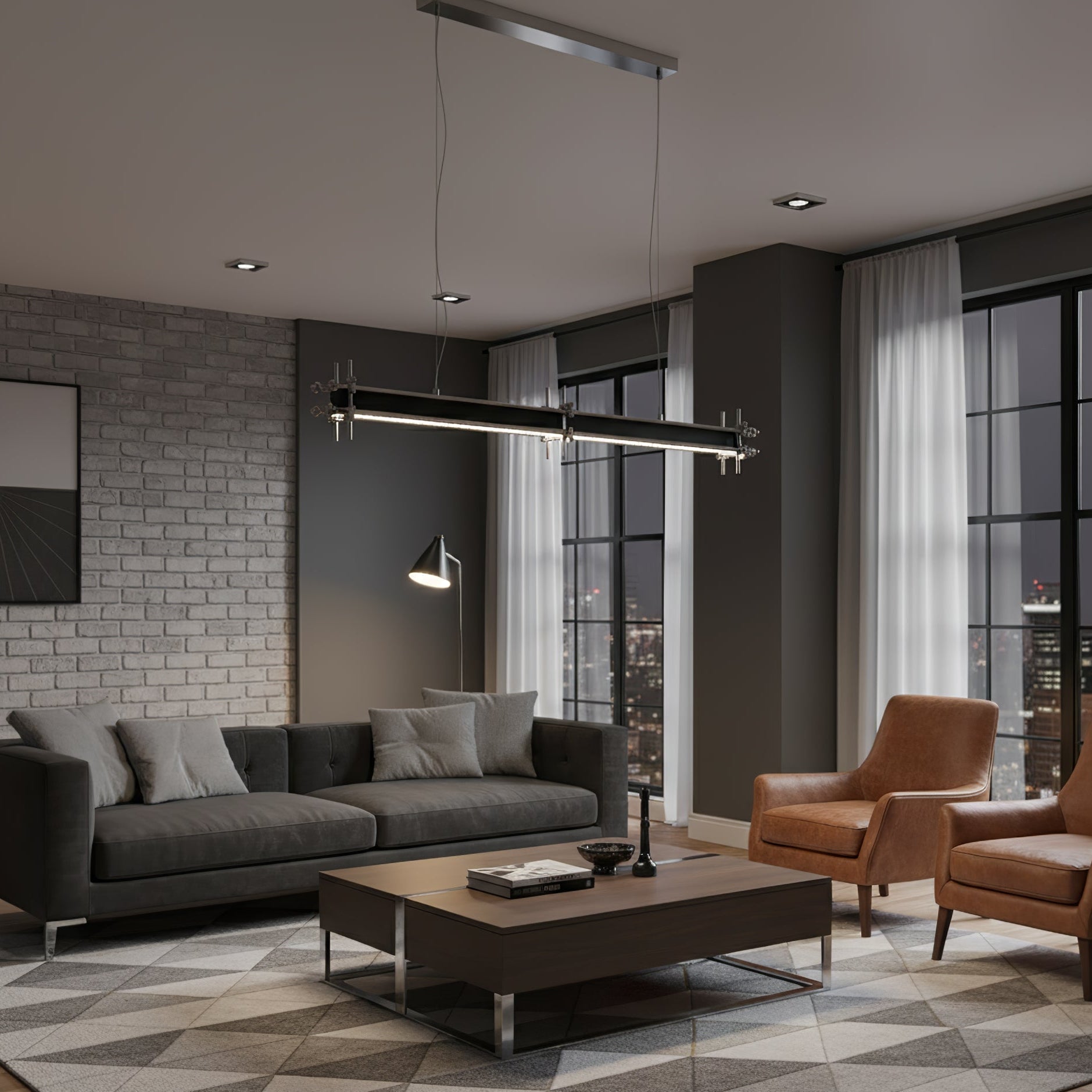 Kolve Industrial Axis Linear Pendant Lamp