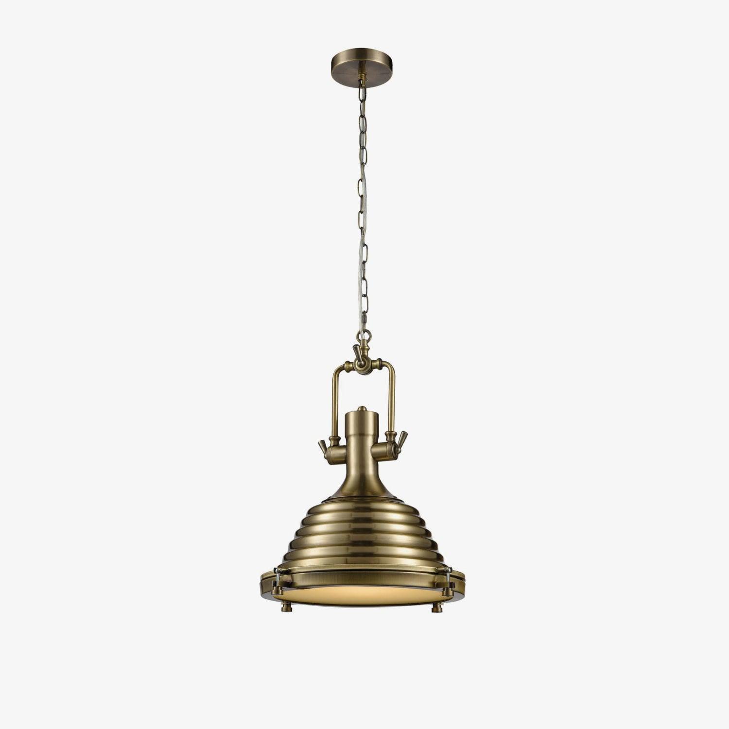 Silven Pendant Lamp Brass Ribbed Dome Industrial