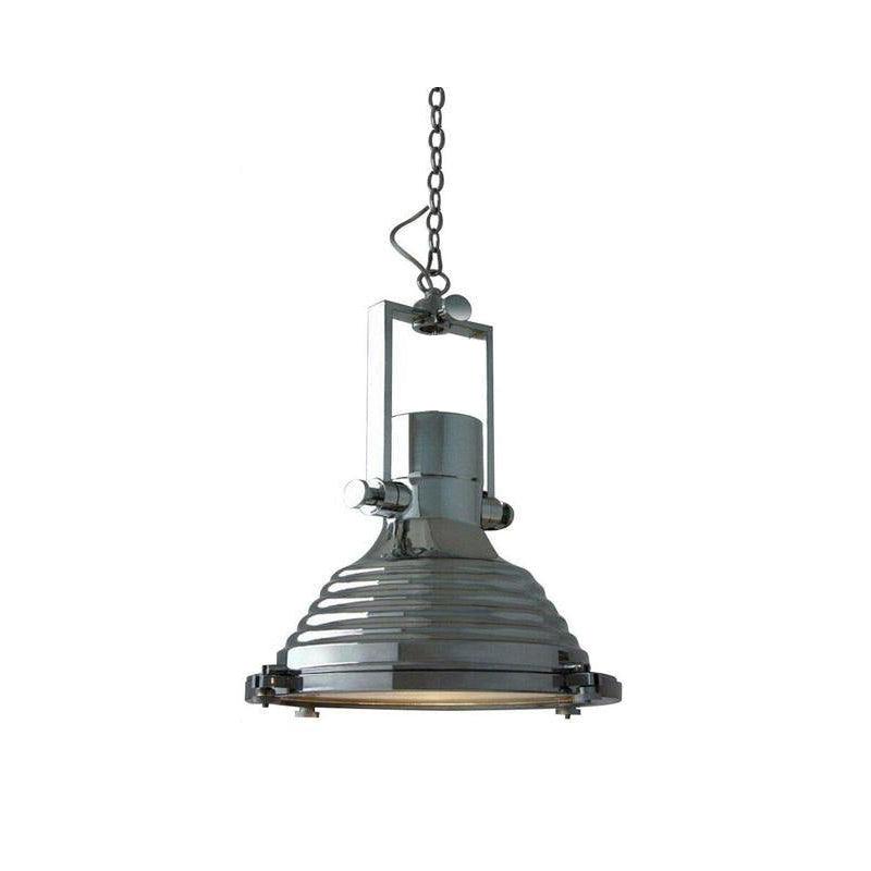 Silven Pendant Lamp Brass Ribbed Dome Industrial