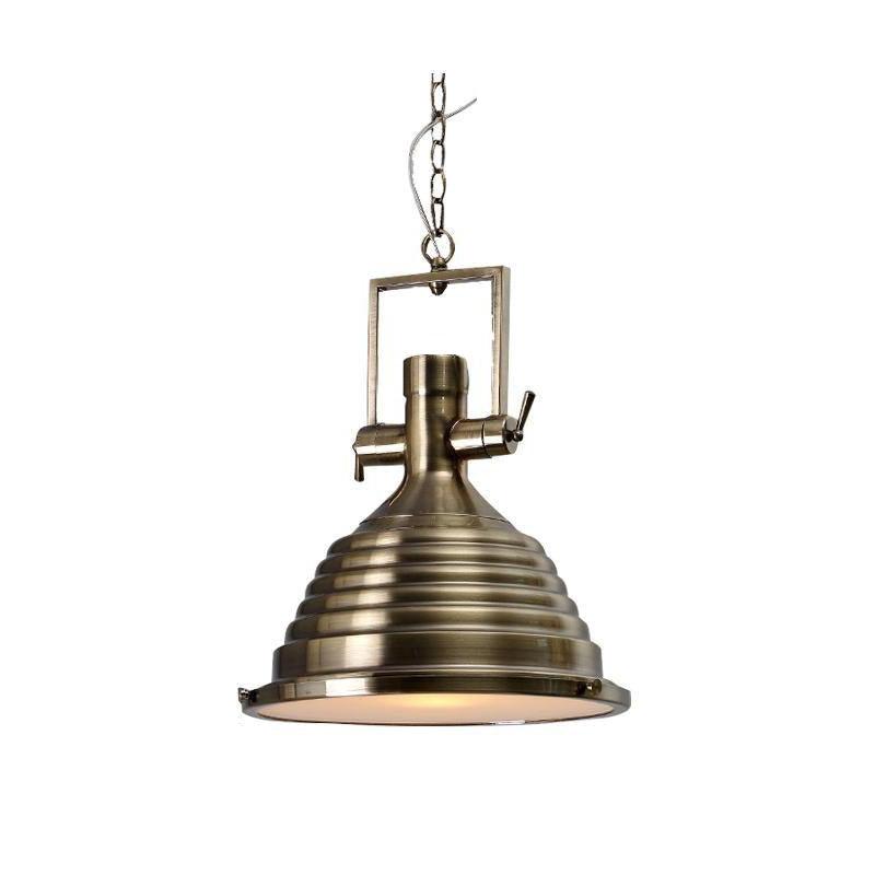 Silven Pendant Lamp Brass Ribbed Dome Industrial