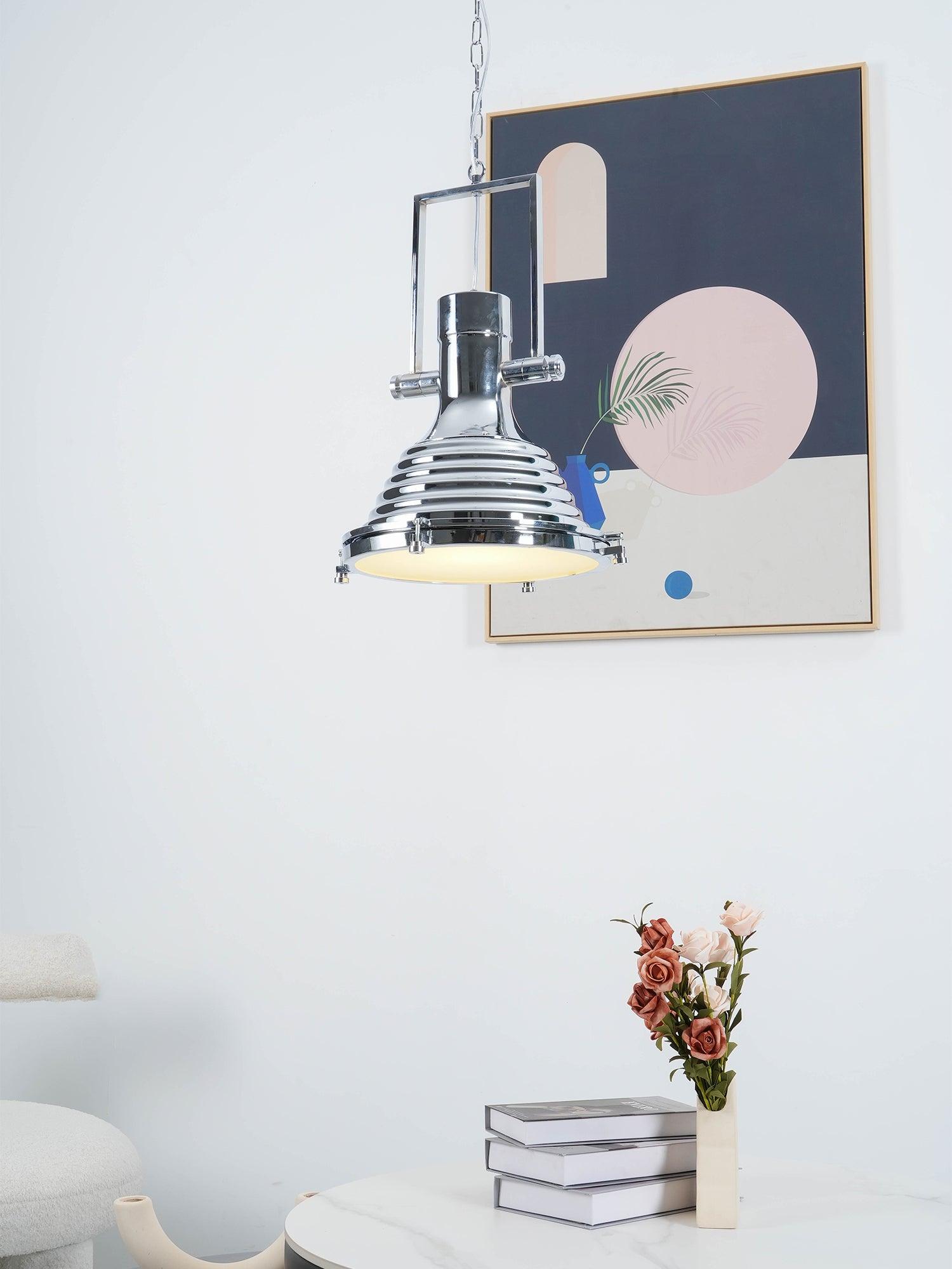 Silven Pendant Lamp Brass Ribbed Dome Industrial
