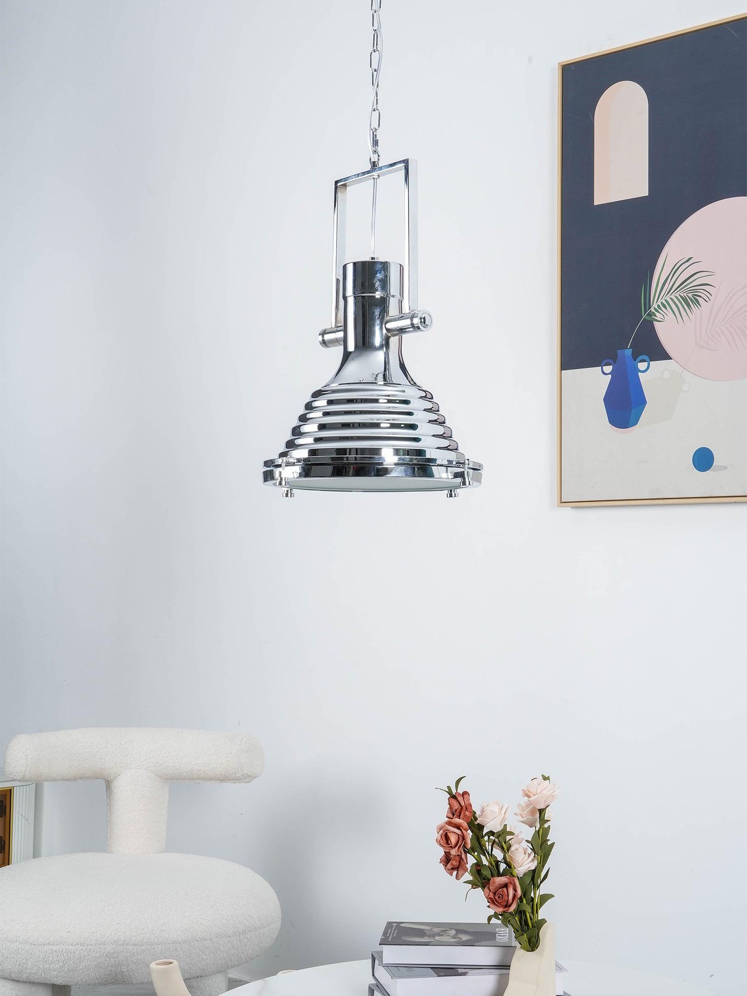Silven Pendant Lamp Brass Ribbed Dome Industrial