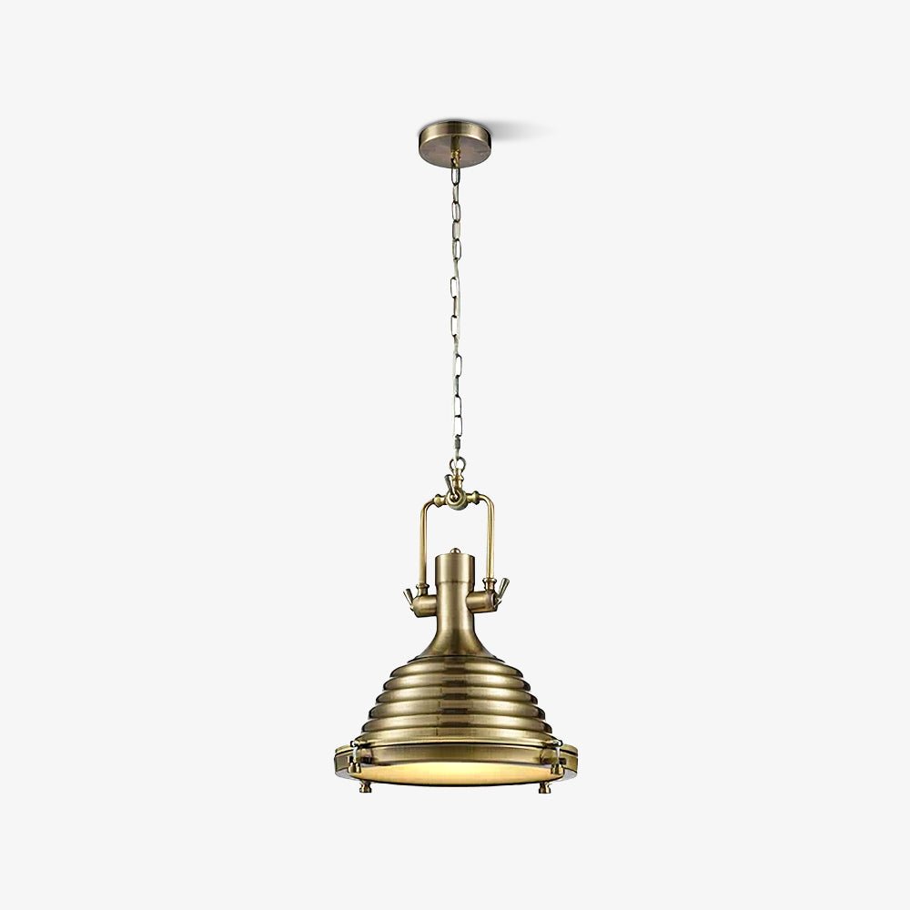Silven Pendant Lamp Brass Ribbed Dome Industrial