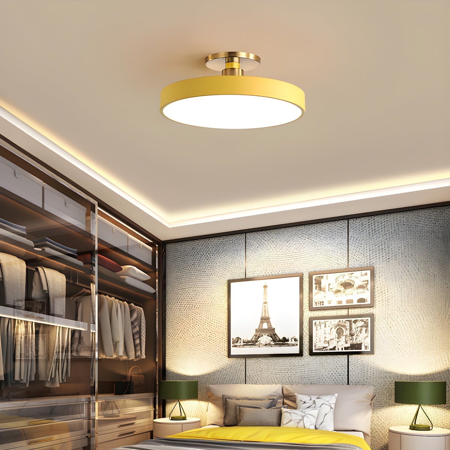 Solara Ceiling Lamp Flush Mount Black and Gold Modern - Neutral Decor