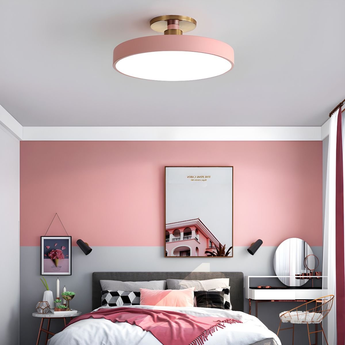 Solara Ceiling Lamp Flush Mount Black and Gold Modern - Neutral Decor