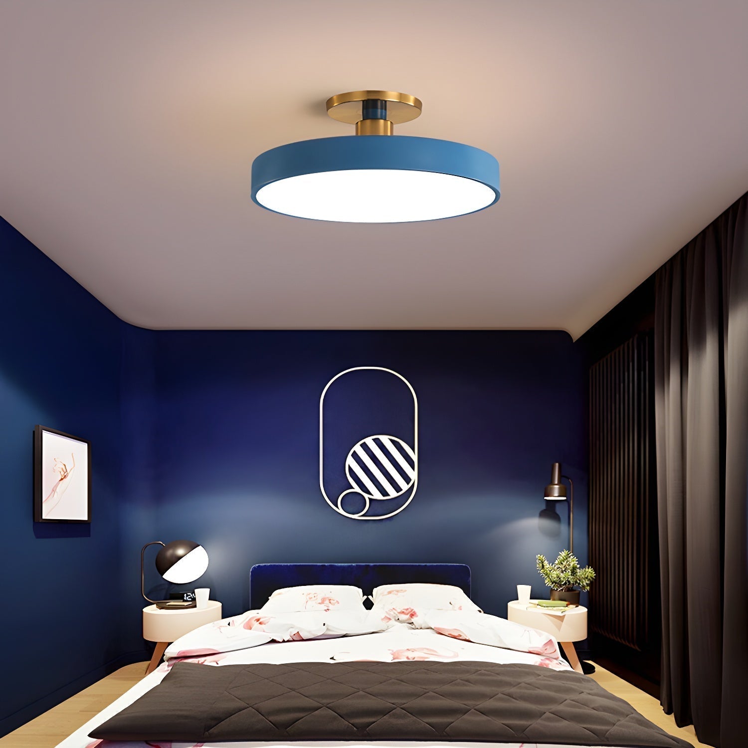 Solara Ceiling Lamp Flush Mount Black and Gold Modern - Neutral Decor