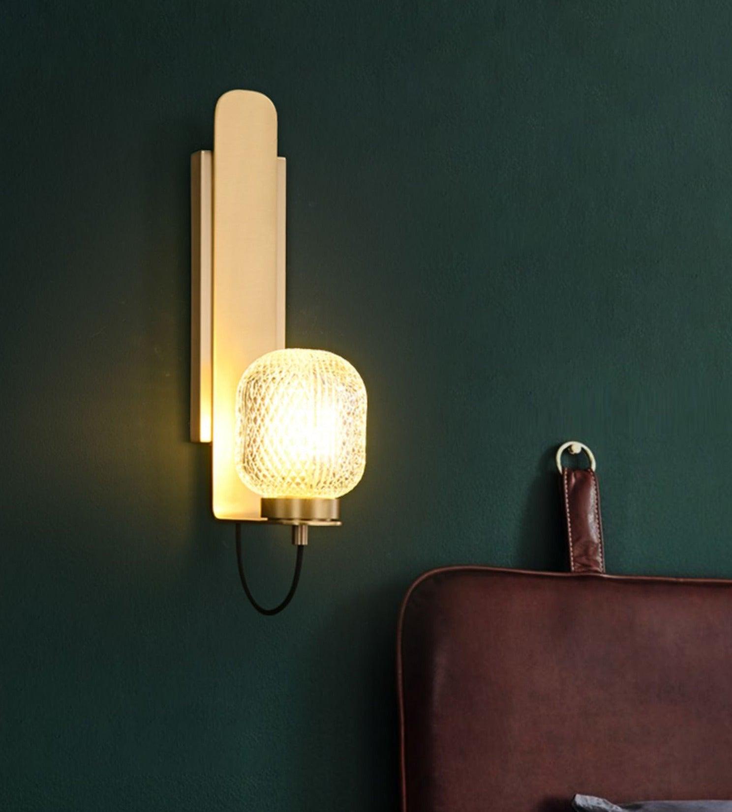 Cresh Premium Nordic Art Brass Glass Wall Light