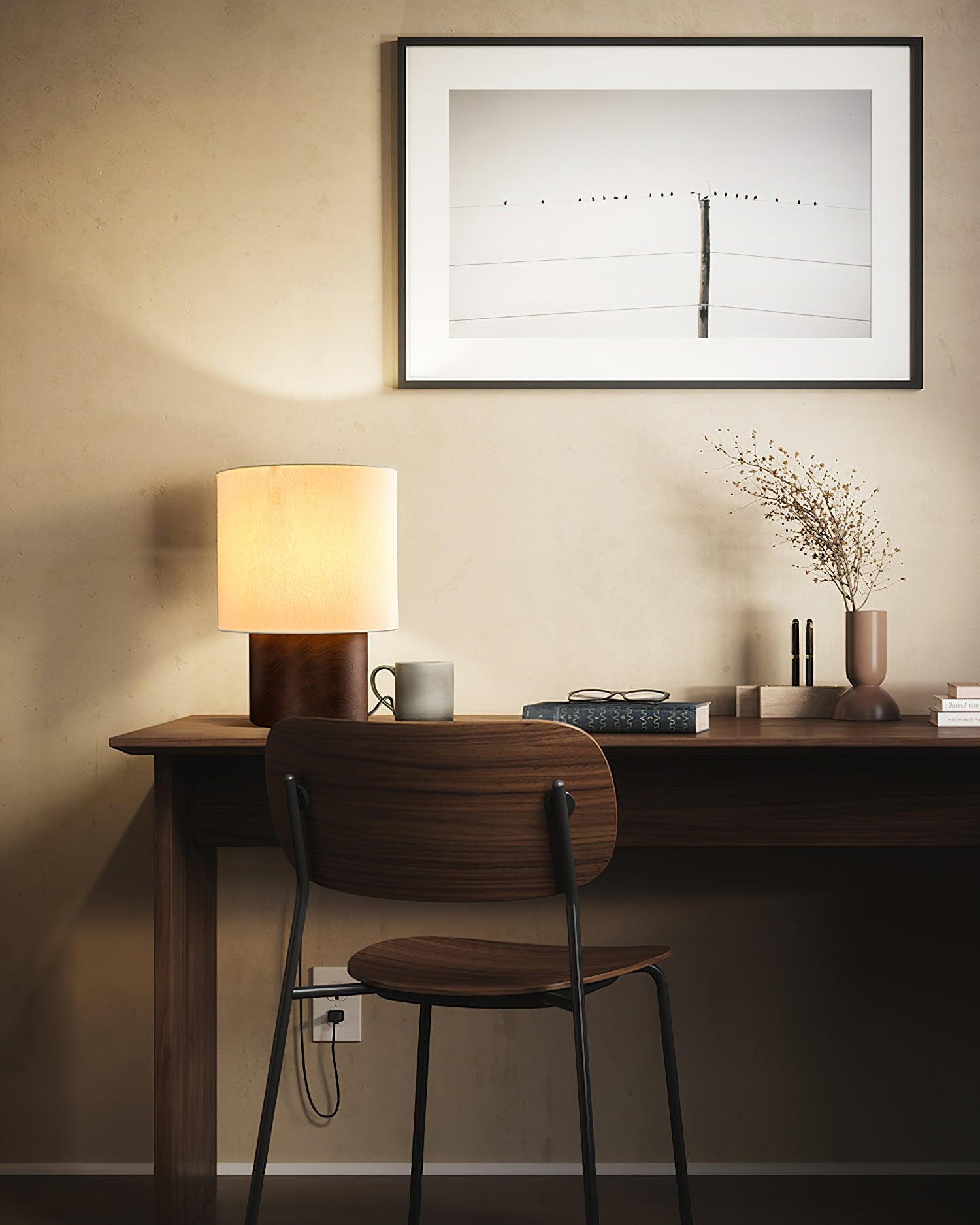 Alvira Minialist Wood Table Lamp
