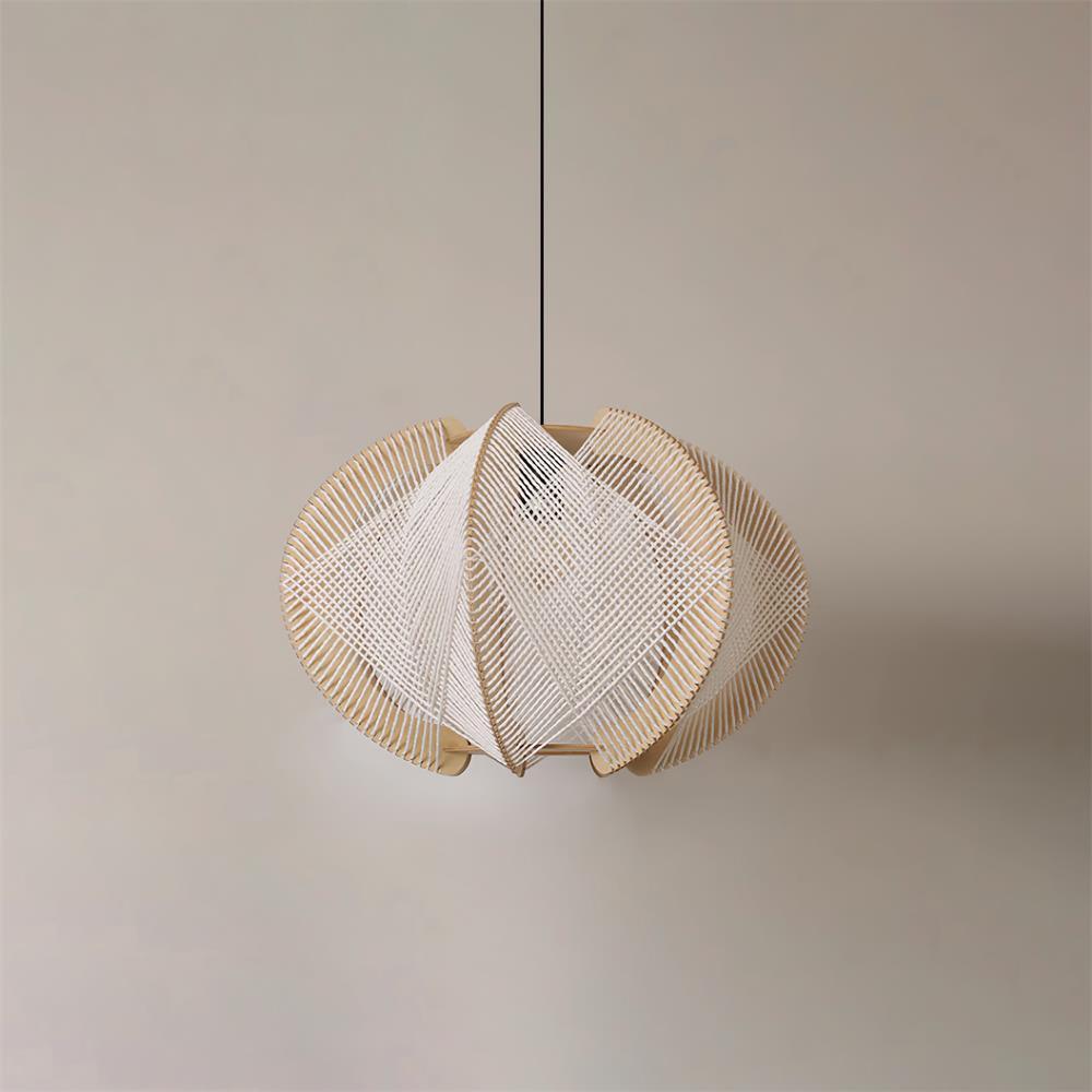 Atel Wood & Hemp Rope Pendant Light