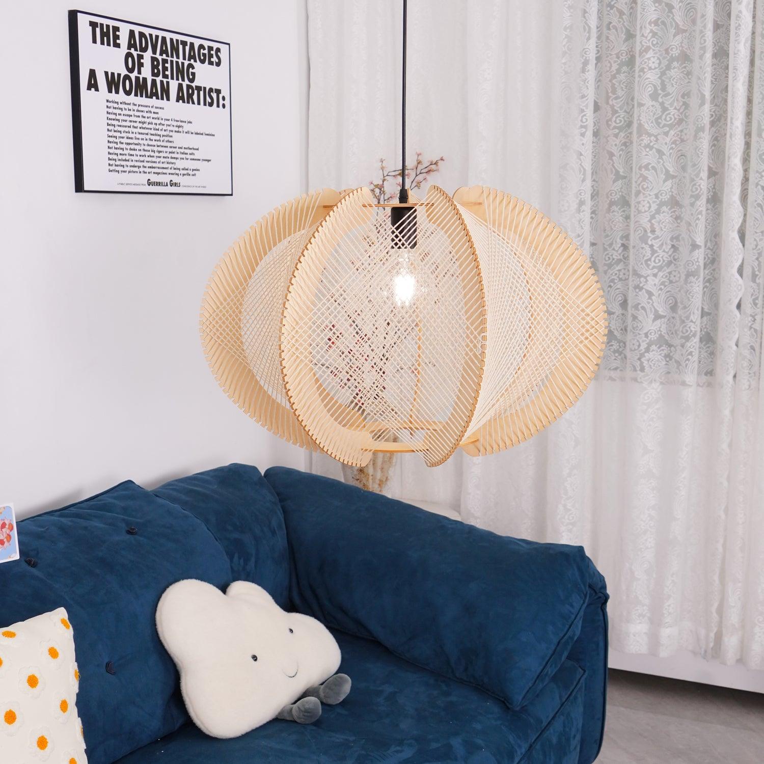 Atel Wood & Hemp Rope Pendant Light