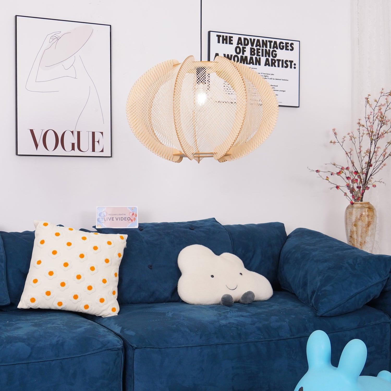 Atel Wood & Hemp Rope Pendant Light