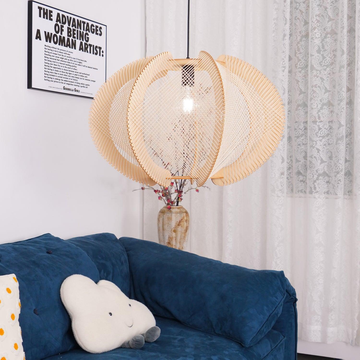Atel Wood & Hemp Rope Pendant Light